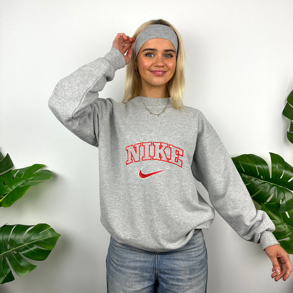 Nike Grey Embroidered Spell Out Sweatshirt (M)