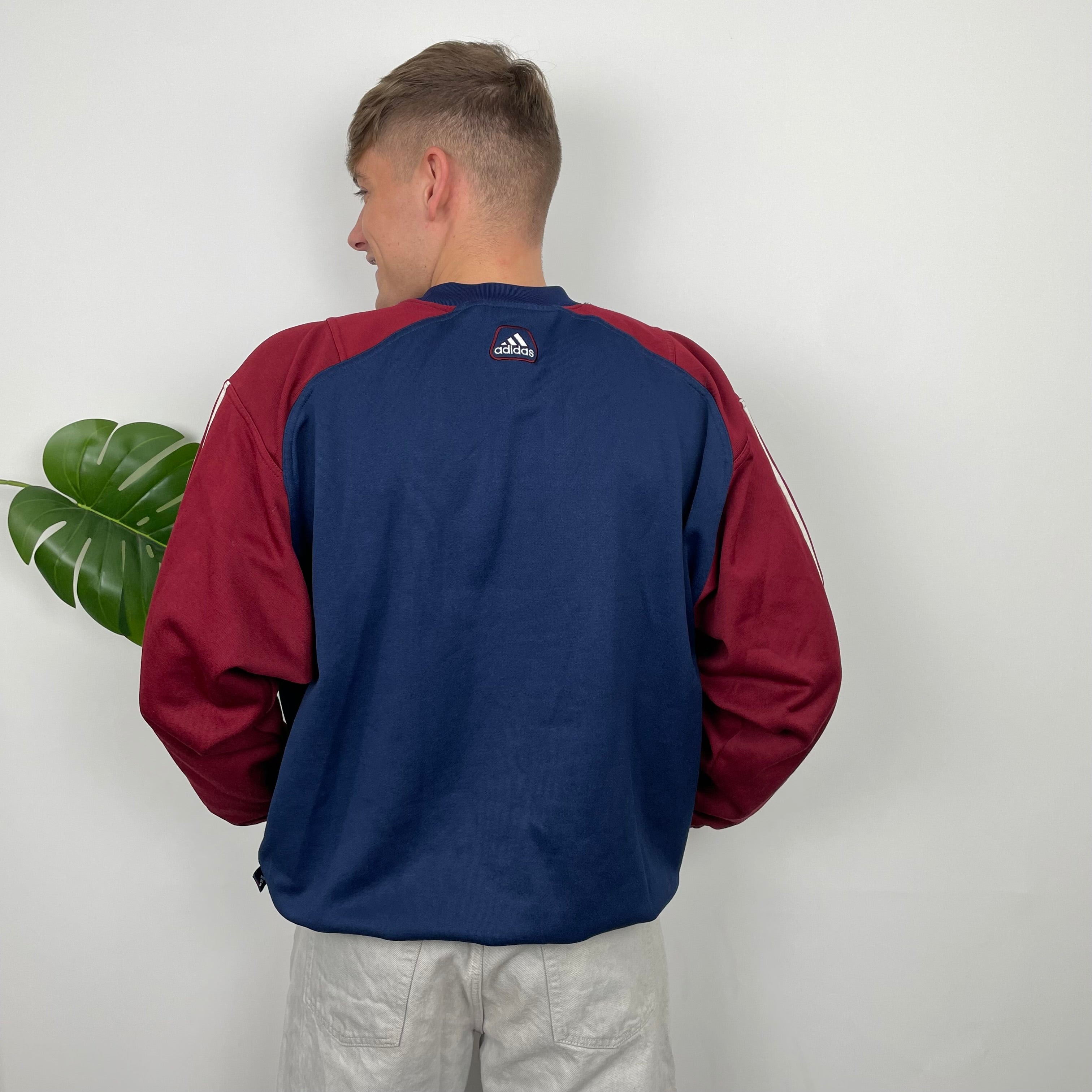 Adidas RARE Red and Navy Embroidered Spell Out Sweatshirt (L)