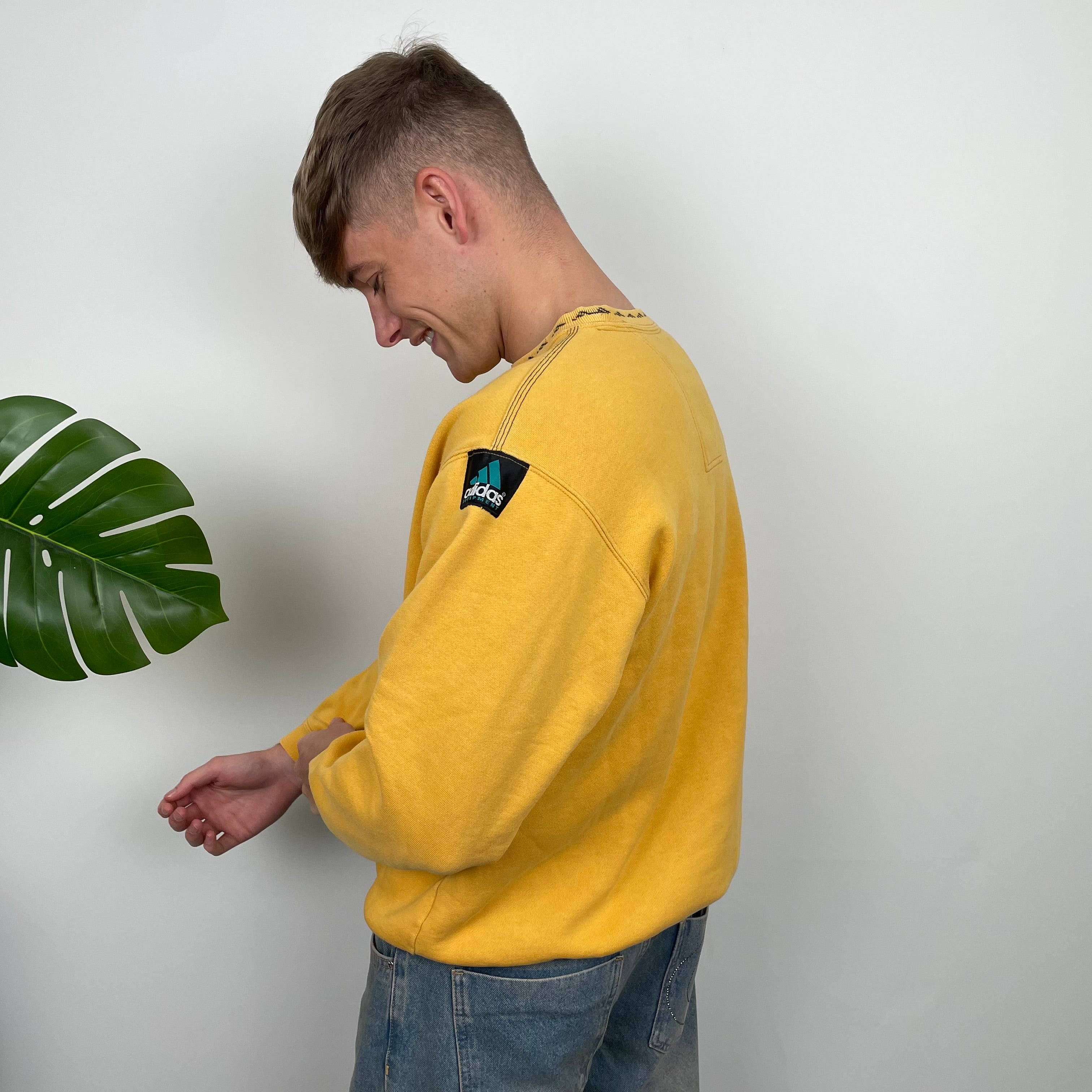 Adidas Equipment Yellow Embroidered Spell Out Sweatshirt (M)