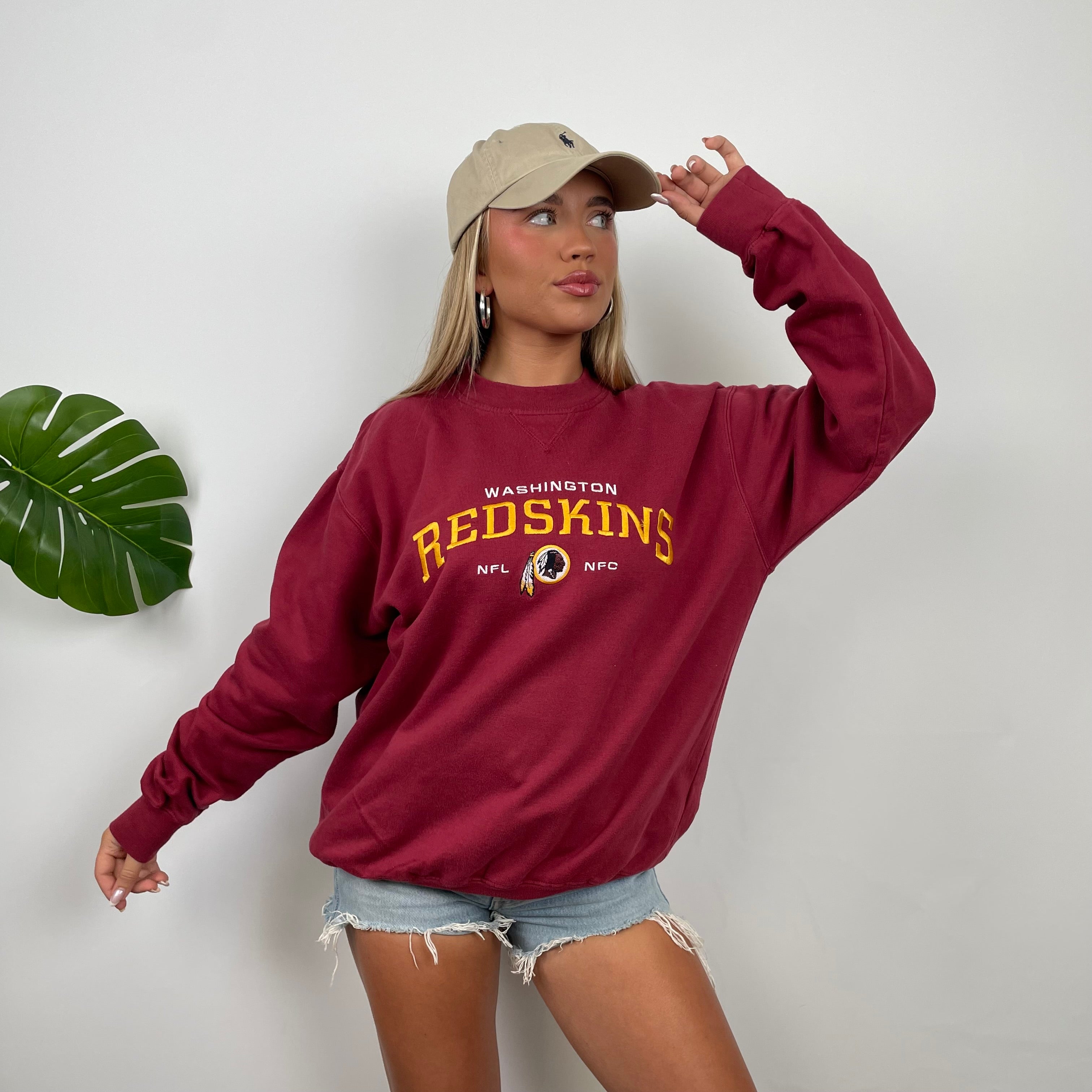 NFL Washington Redskins Red Embroidered Spell Out Sweatshirt (M)