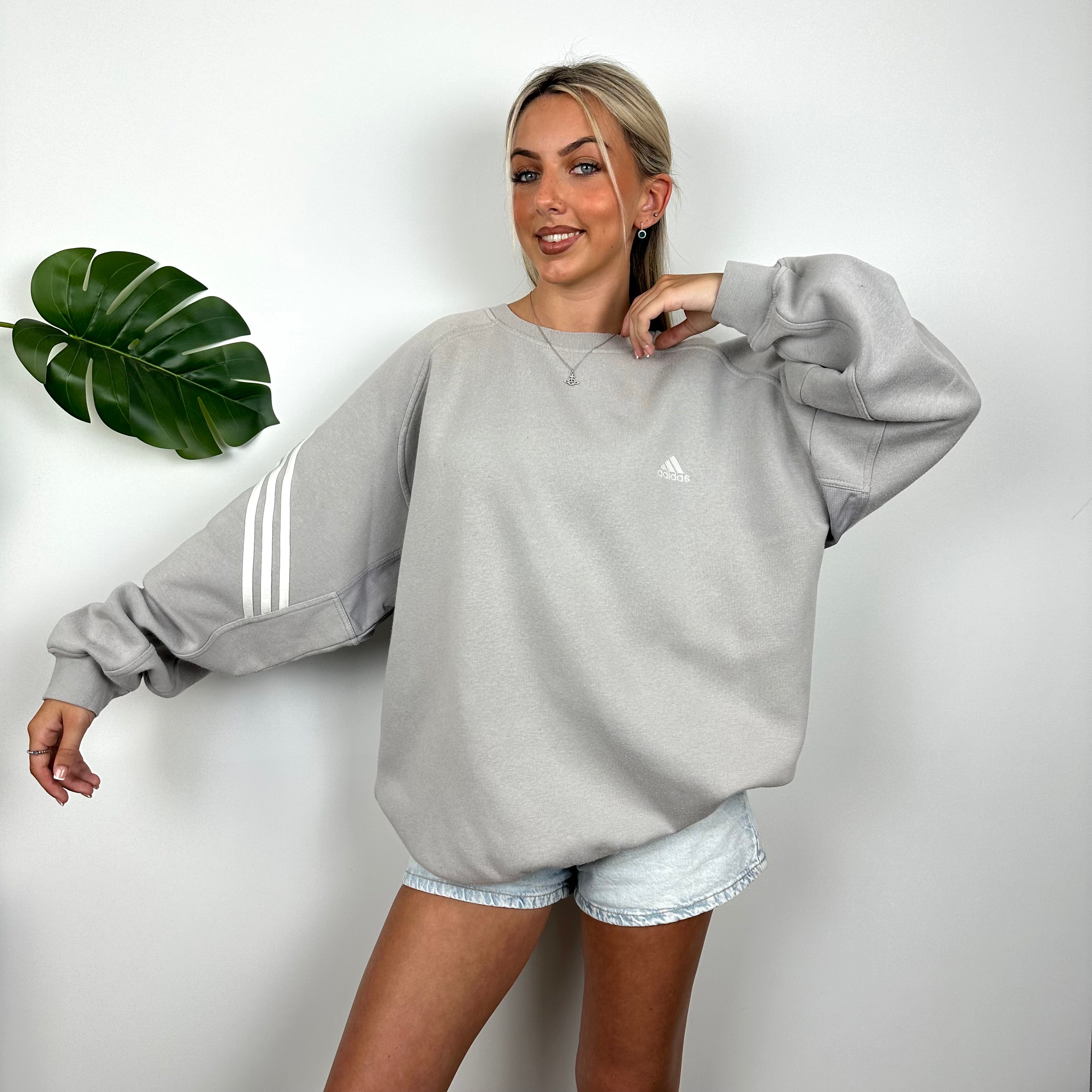 Adidas Grey Spell Out Logo Sweatshirt (L)