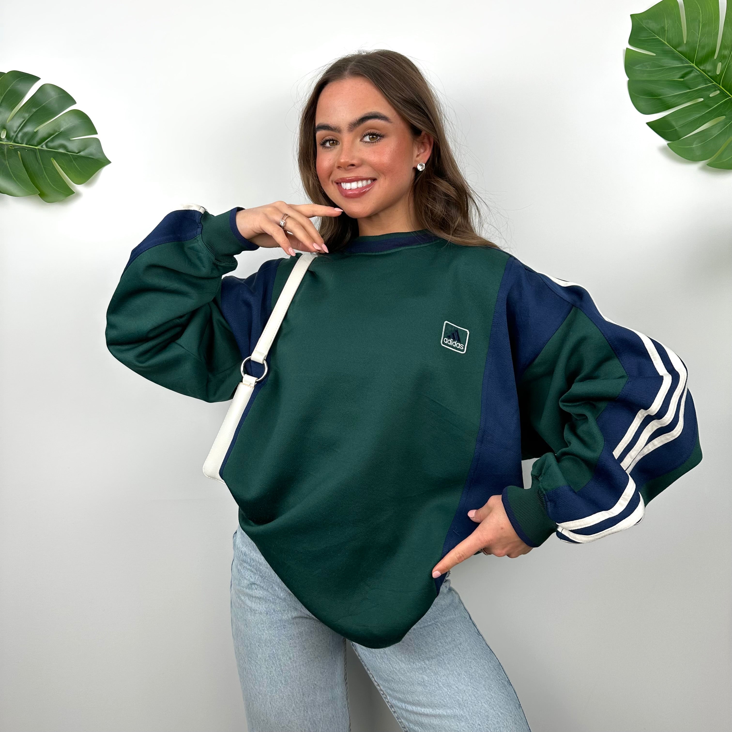 Adidas Green Embroidered Spell Out Sweatshirt (M)