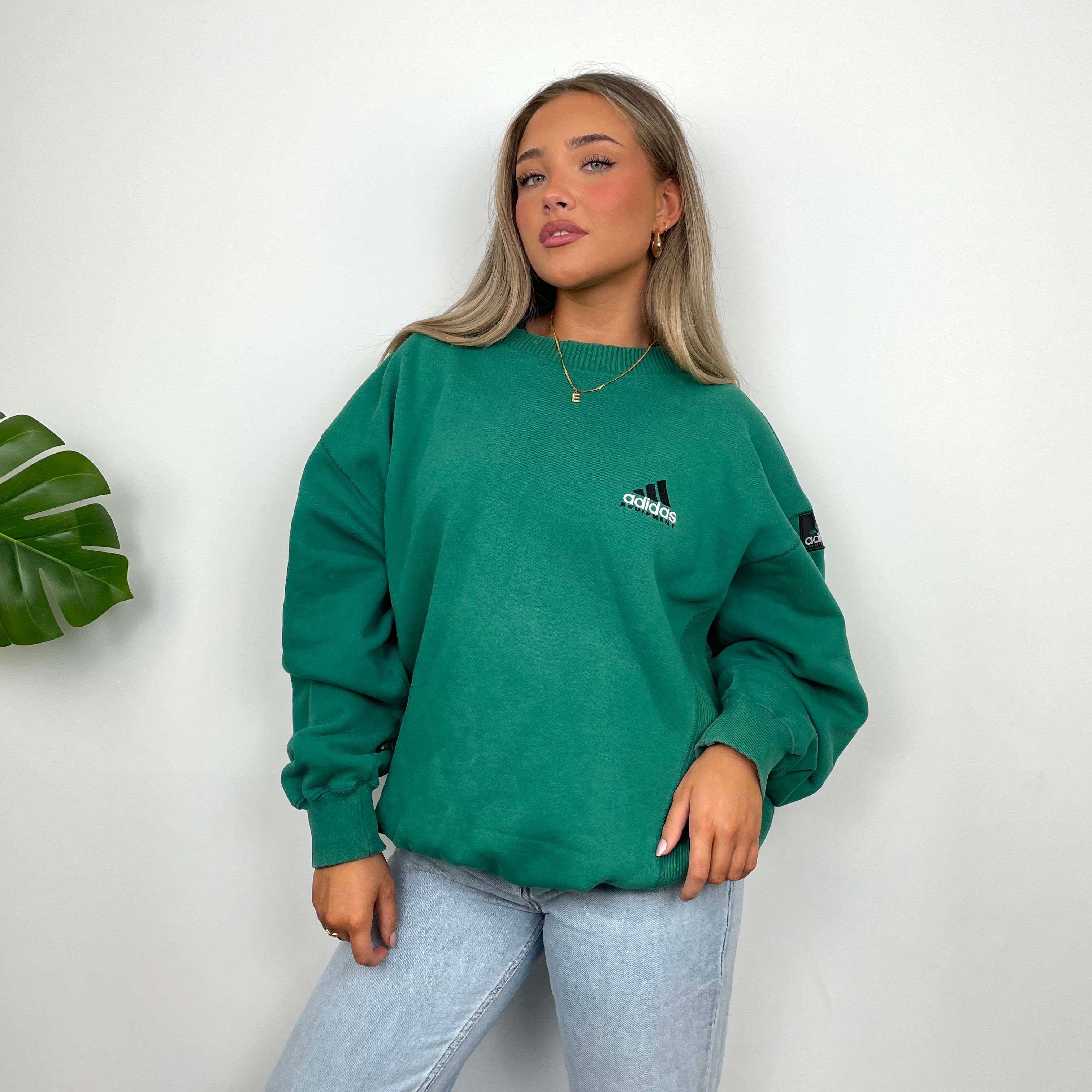 Adidas Equipment Green Embroidered Spell Out Sweatshirt (L)