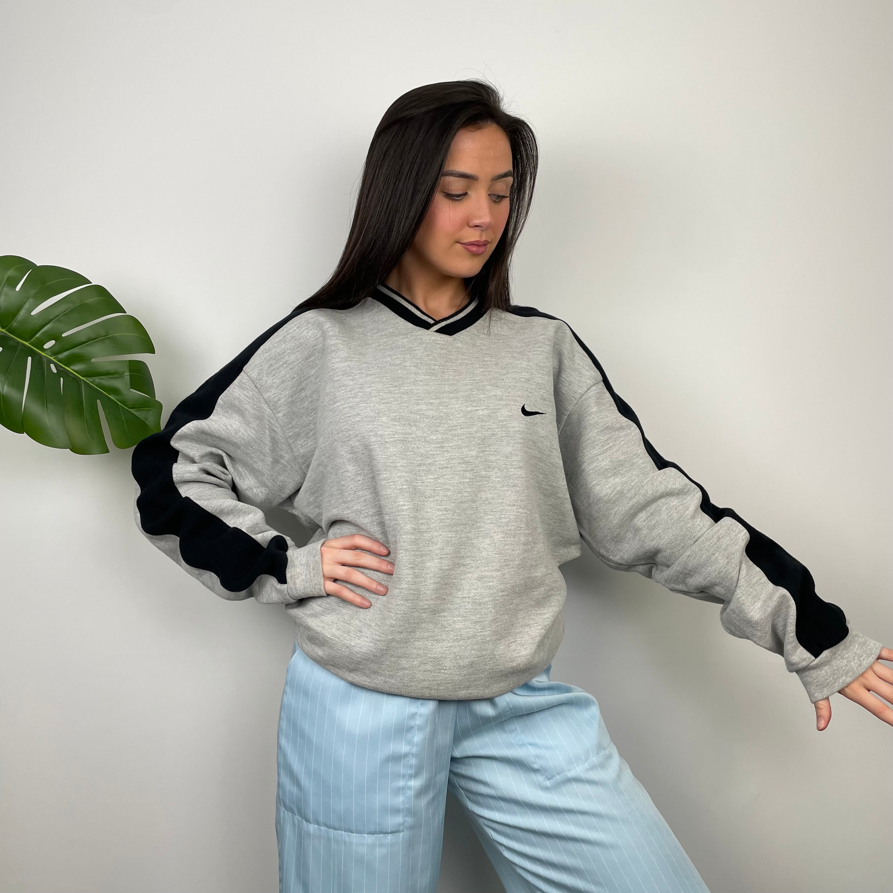 Nike Grey Embroidered Swoosh Sweatshirt (XXL)