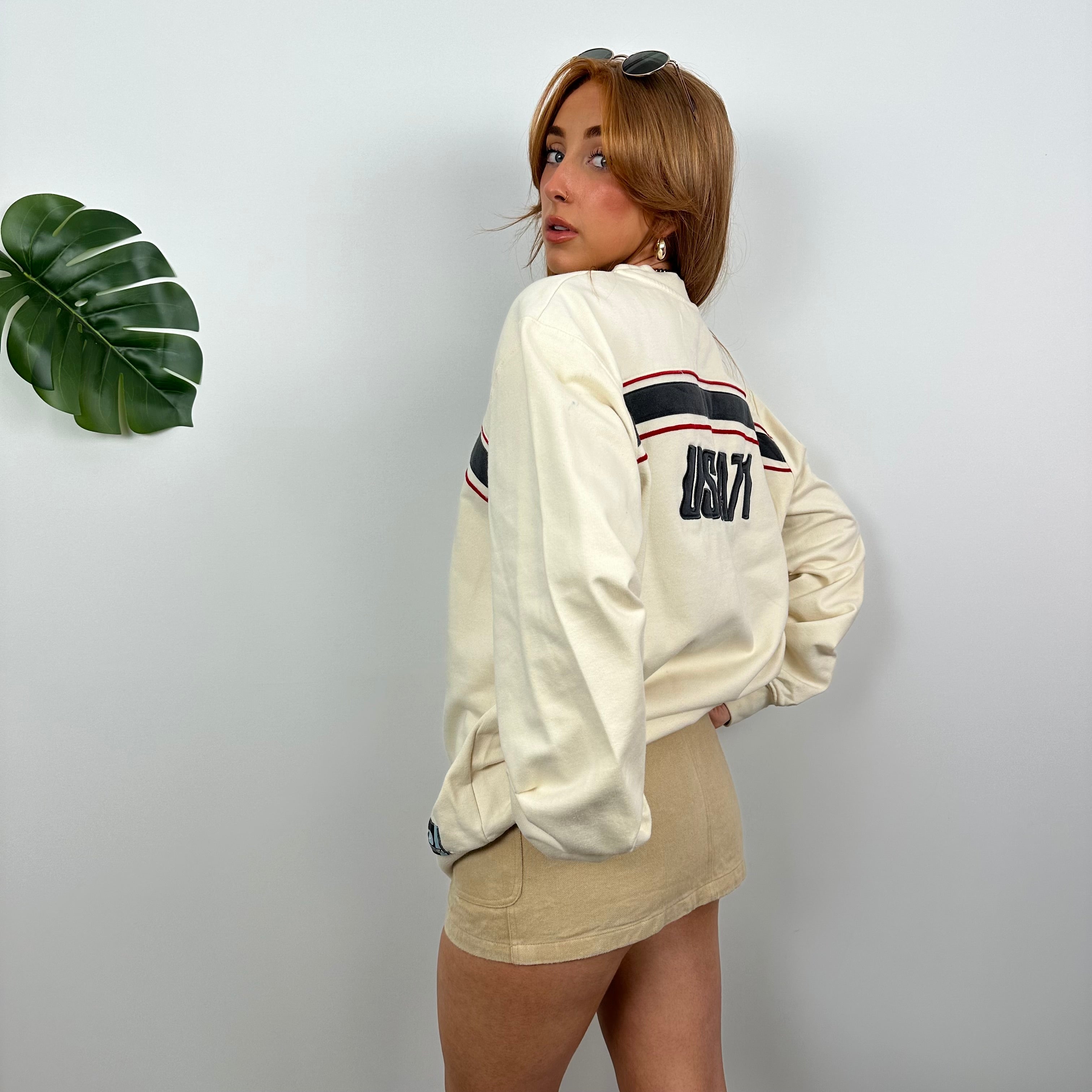 Nike Cream Embroidered Swoosh Sweatshirt (L)