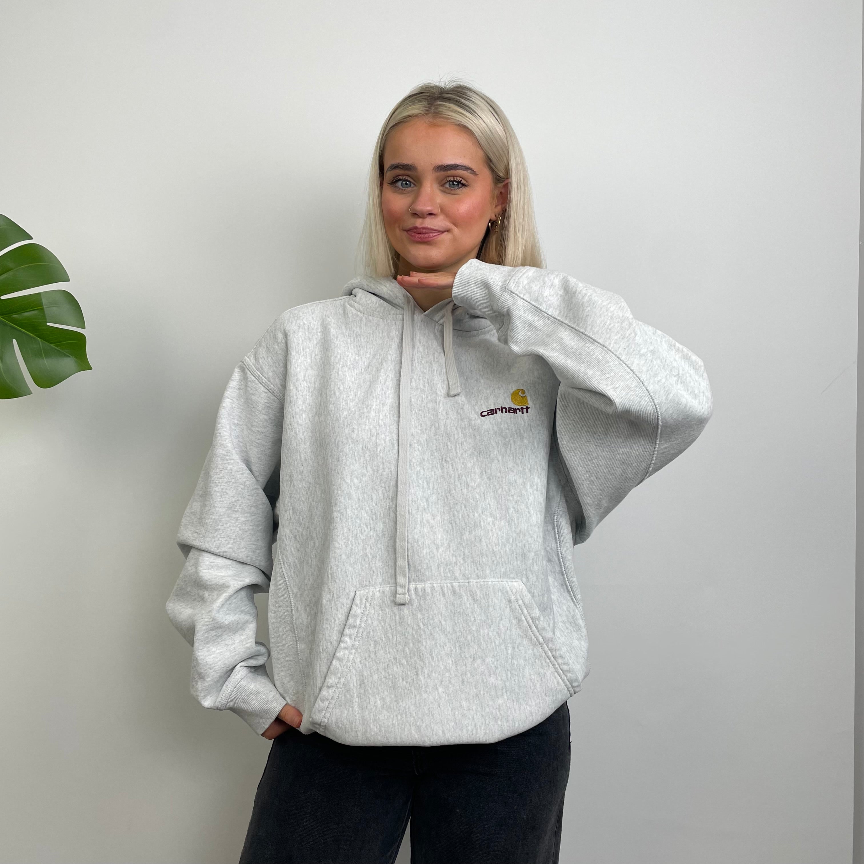 Carhartt RARE Grey Embroidered Spell Out Hoodie (L)