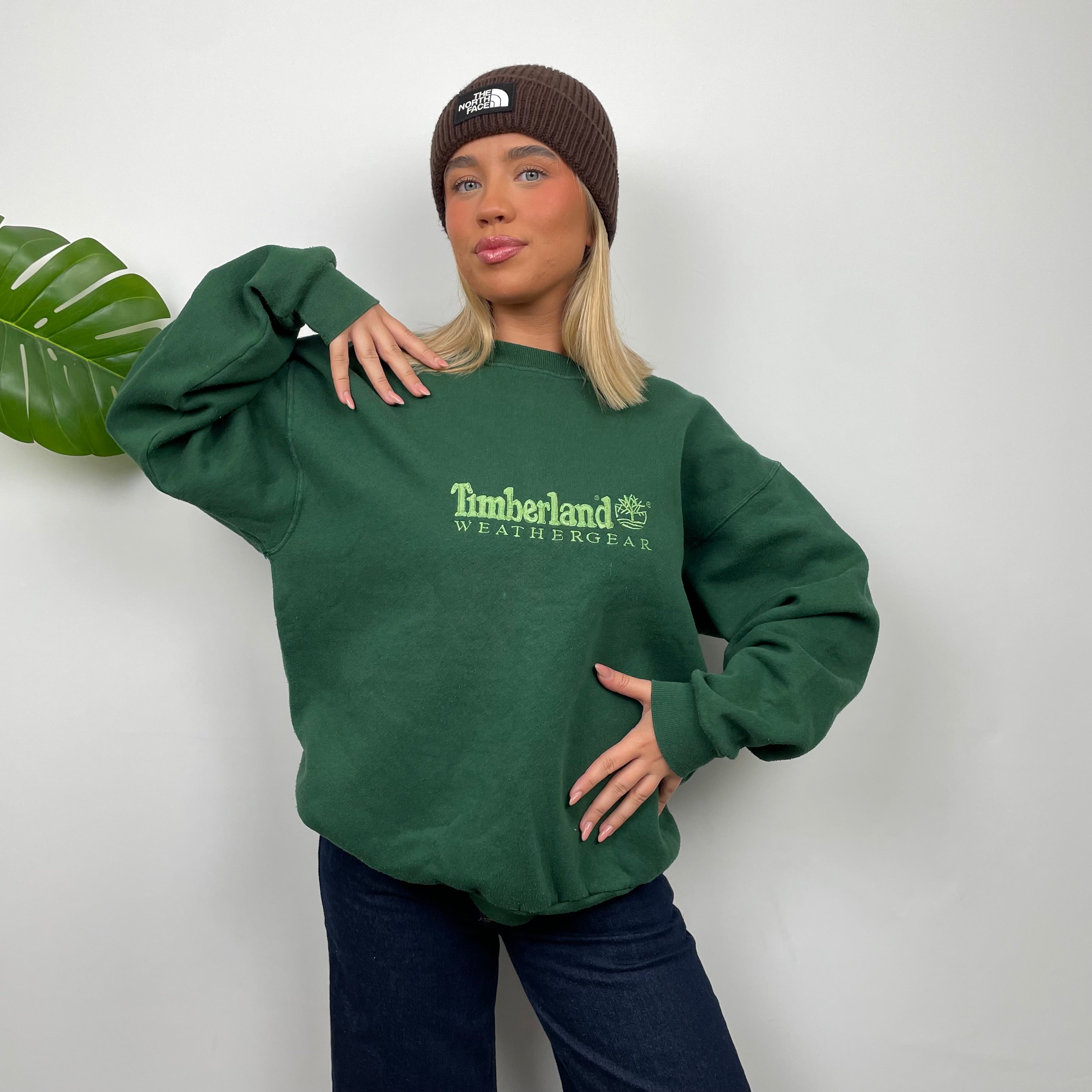 Timberland Green Embroidered Spell Out Sweatshirt (M)