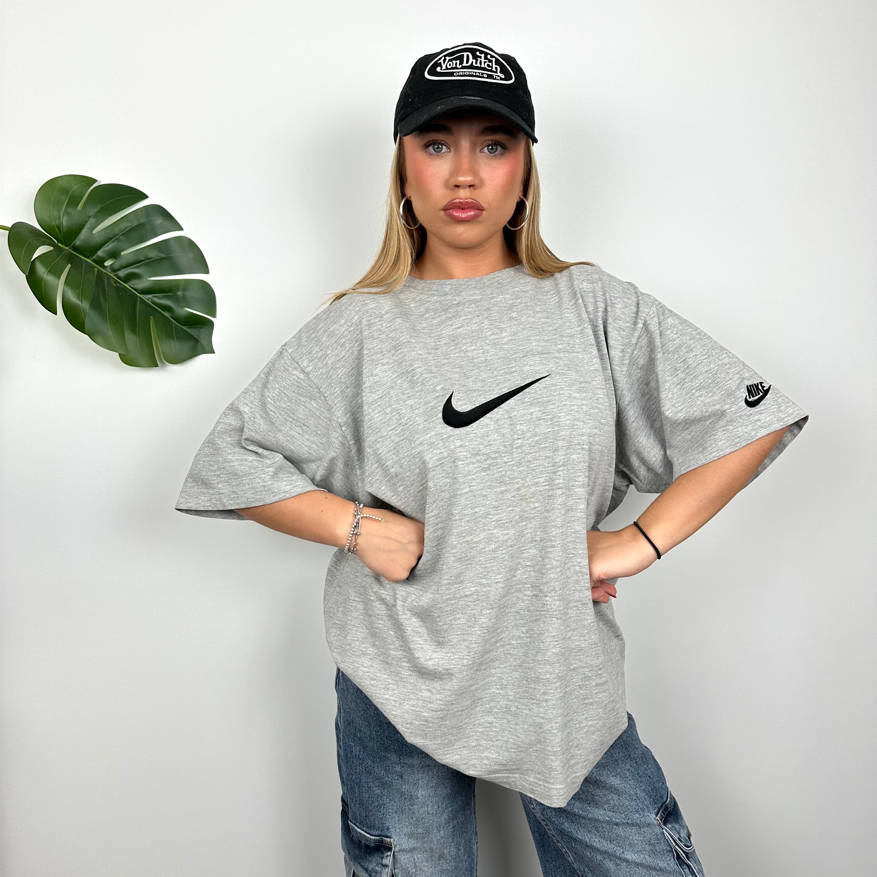 Nike Grey Embroidered Swoosh T Shirt (M)