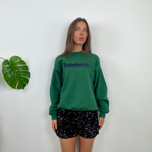 Timberland Green Embroidered Spell Out Sweatshirt (M)