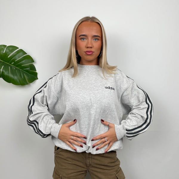 Adidas Grey Embroidered Spell Out Sweatshirt (L)