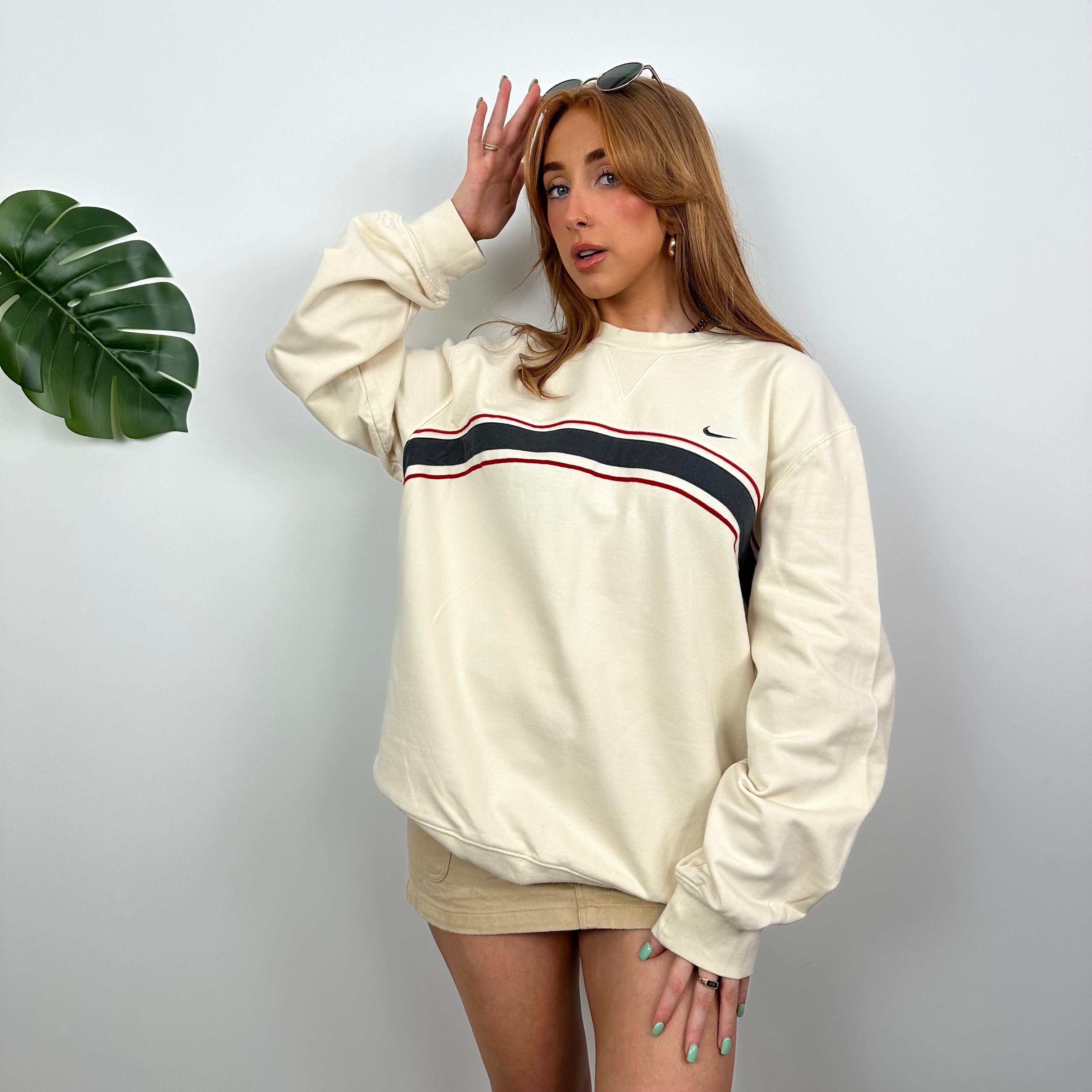 Nike Cream Embroidered Swoosh Sweatshirt (L)