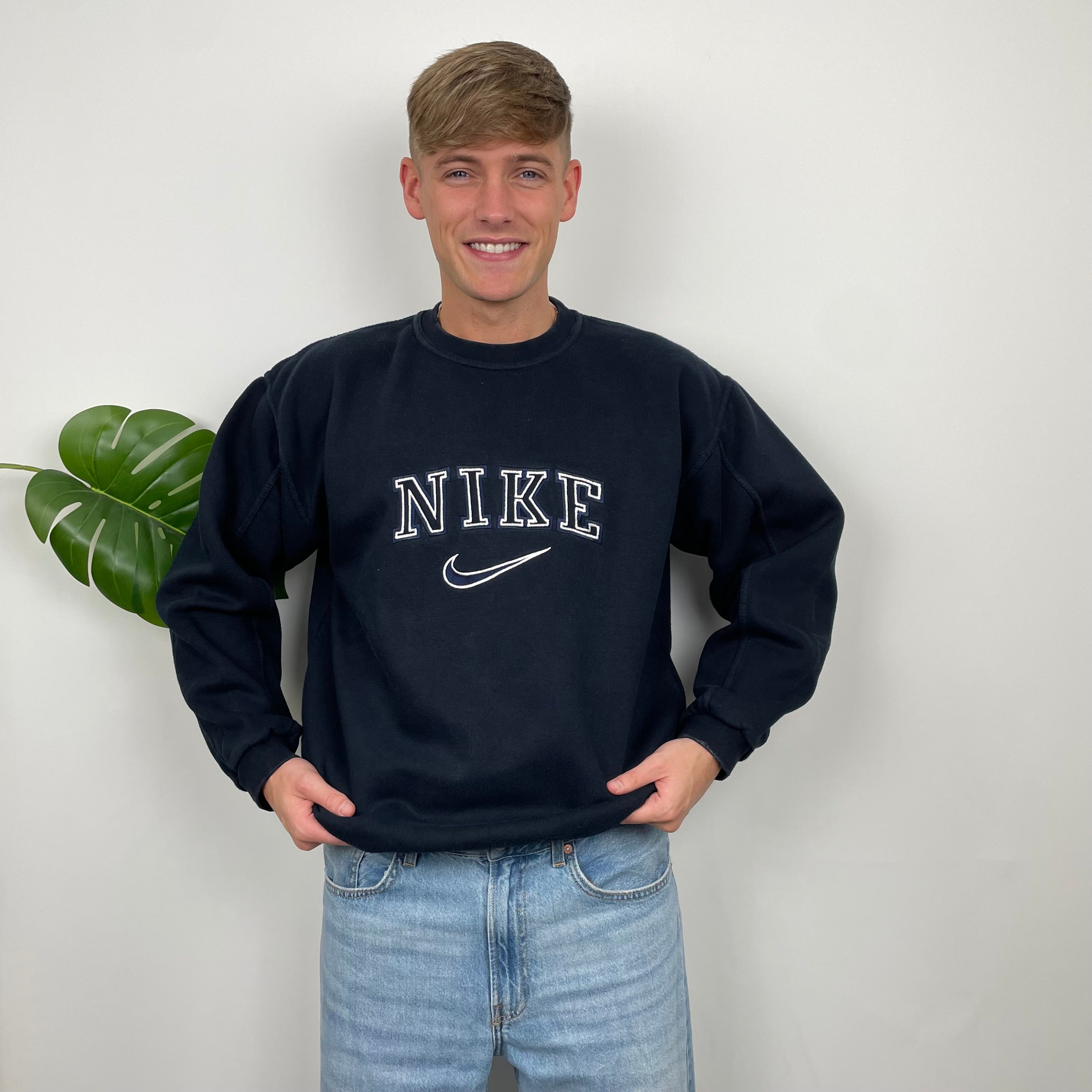 Nike Navy Embroidered Spell Out Sweatshirt (XL)