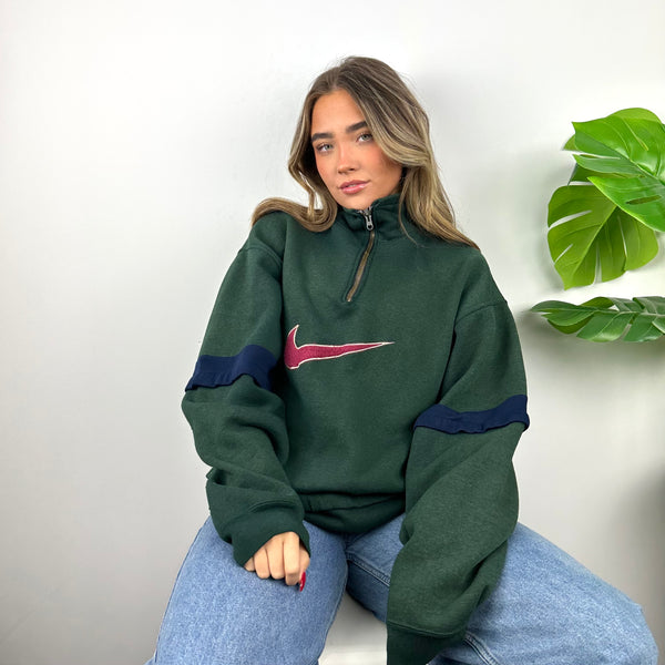 Nike Green Embroidered Swoosh Quarter Zip (L)