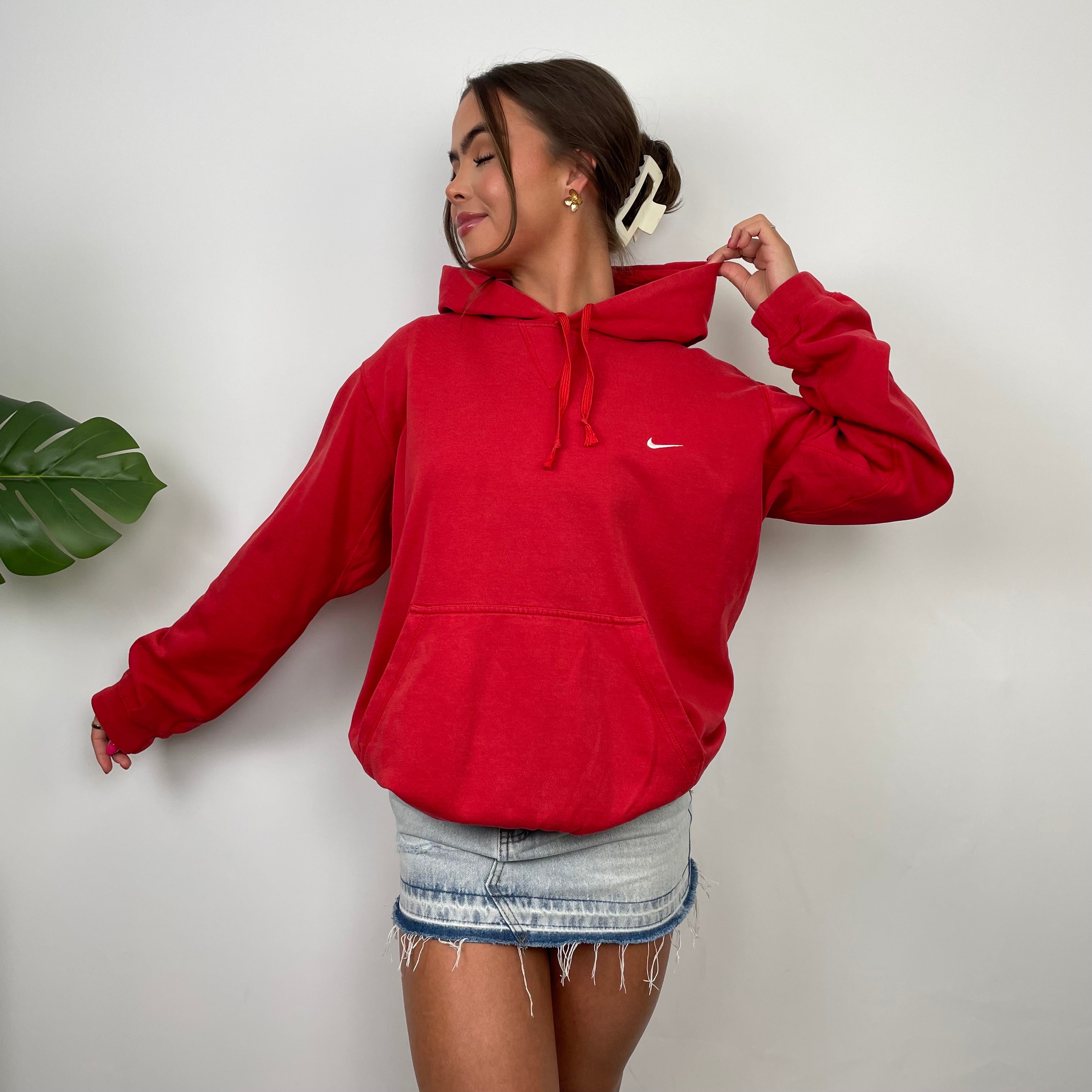 Nike Red Embroidered Swoosh Hoodie (S)