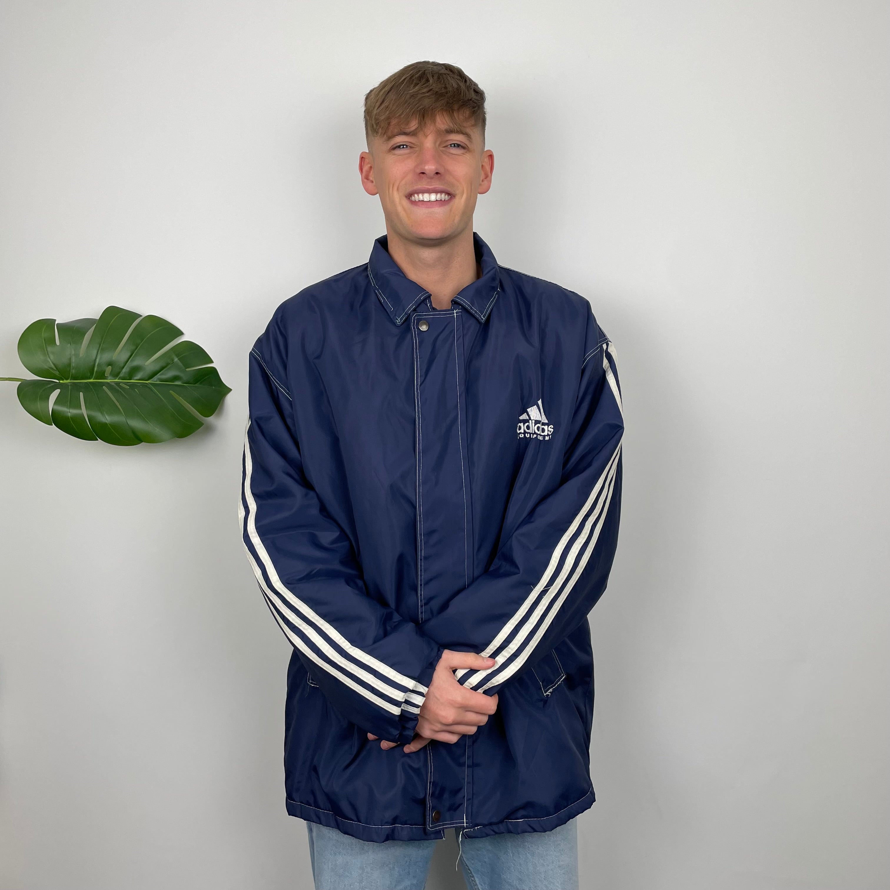 Adidas Equipment RARE Navy Embroidered Spell Out Padded Jacket (XXL)