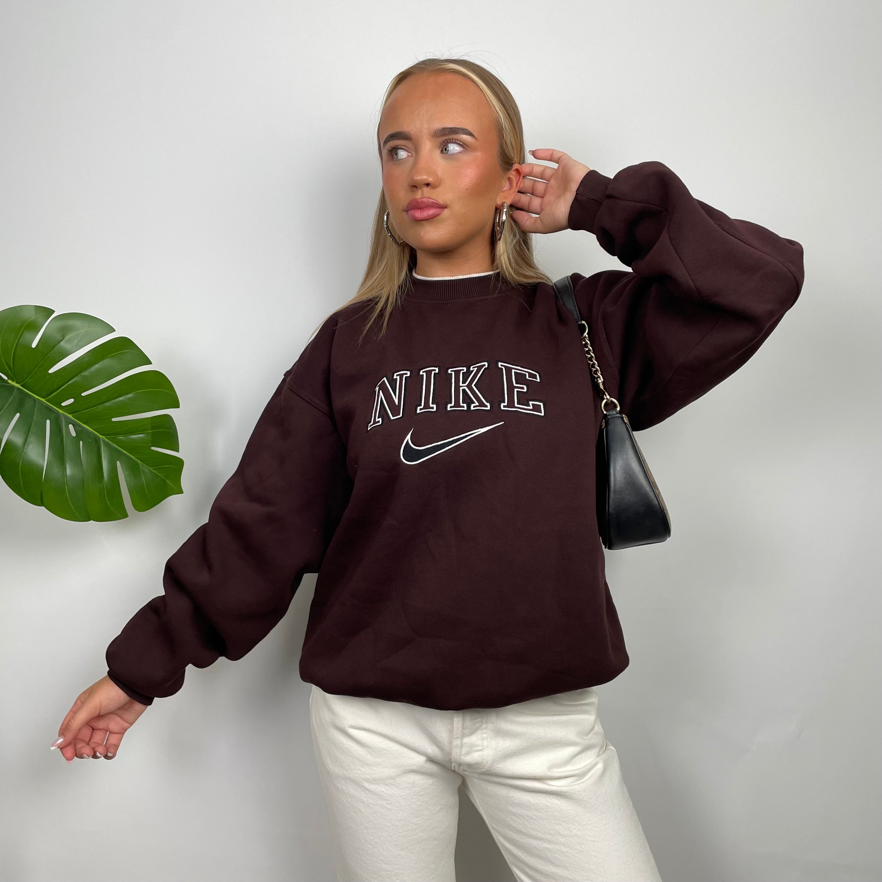 Nike Brown Embroidered Spell Out Sweatshirt (L)