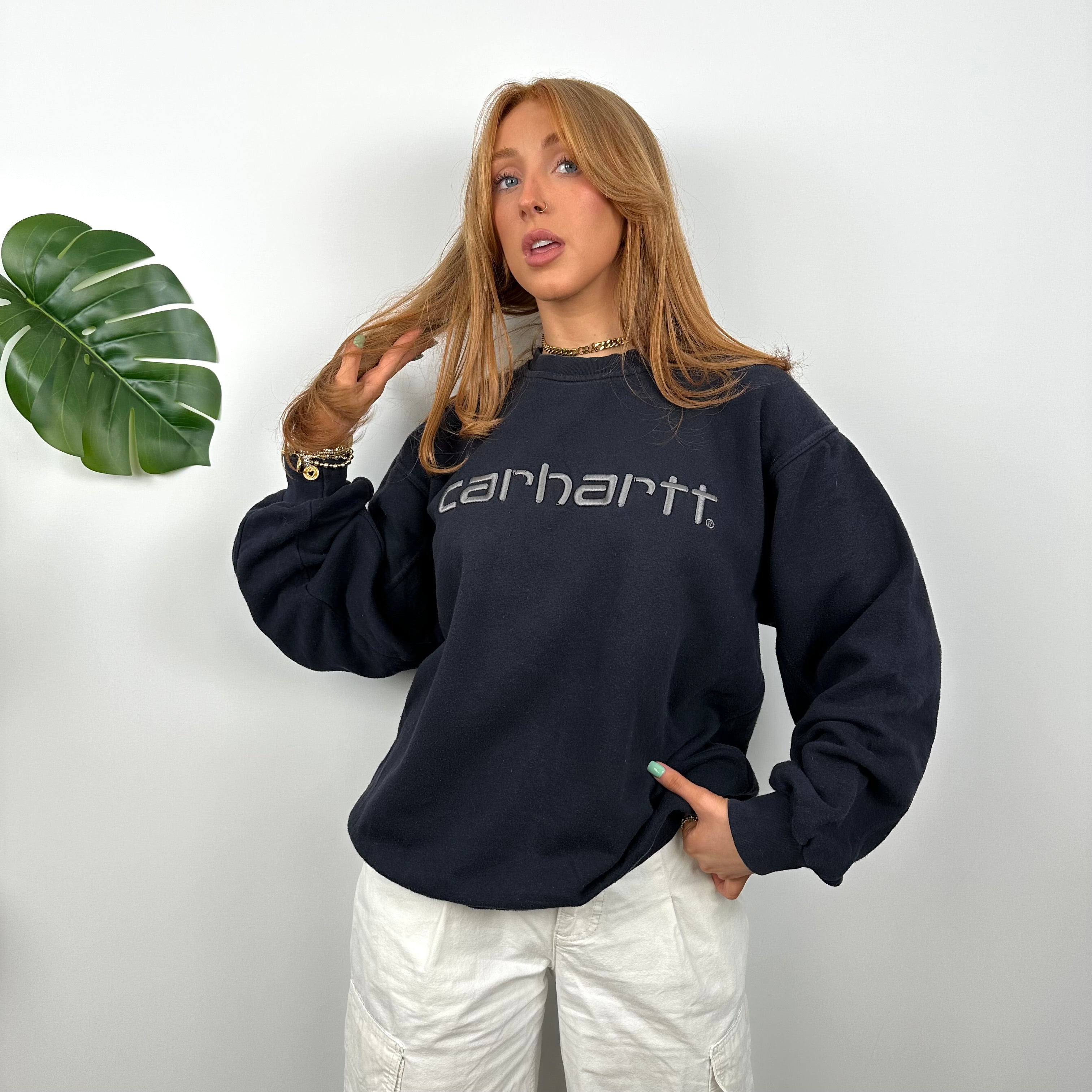 Carhartt Navy Embroidered Spell Out Sweatshirt (S)