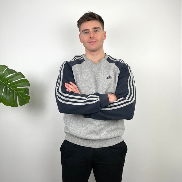 Adidas Grey Embroidered Spell Out Sweatshirt (L)