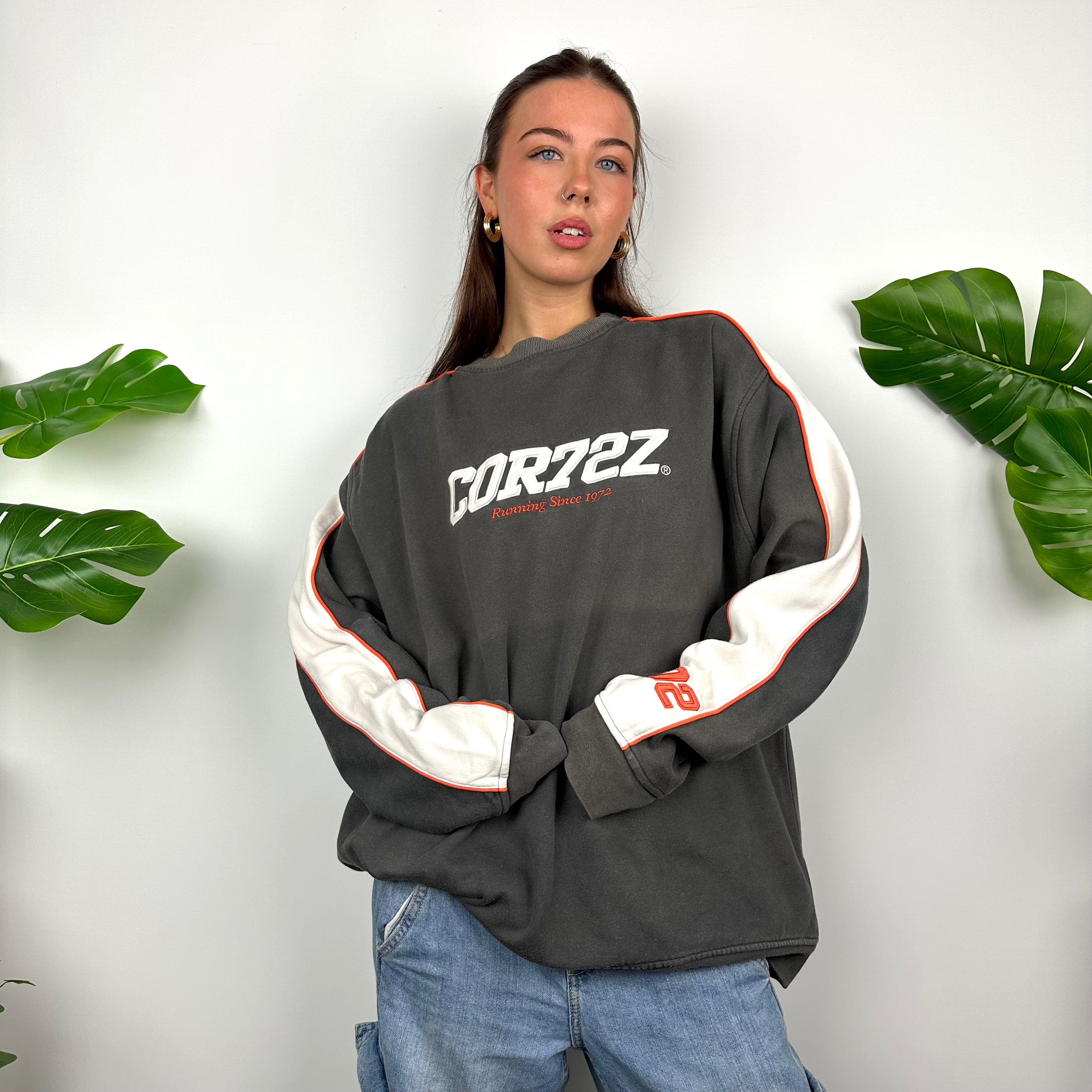 Nike Cortez Grey Embroidered Spell Out Sweatshirt (L)