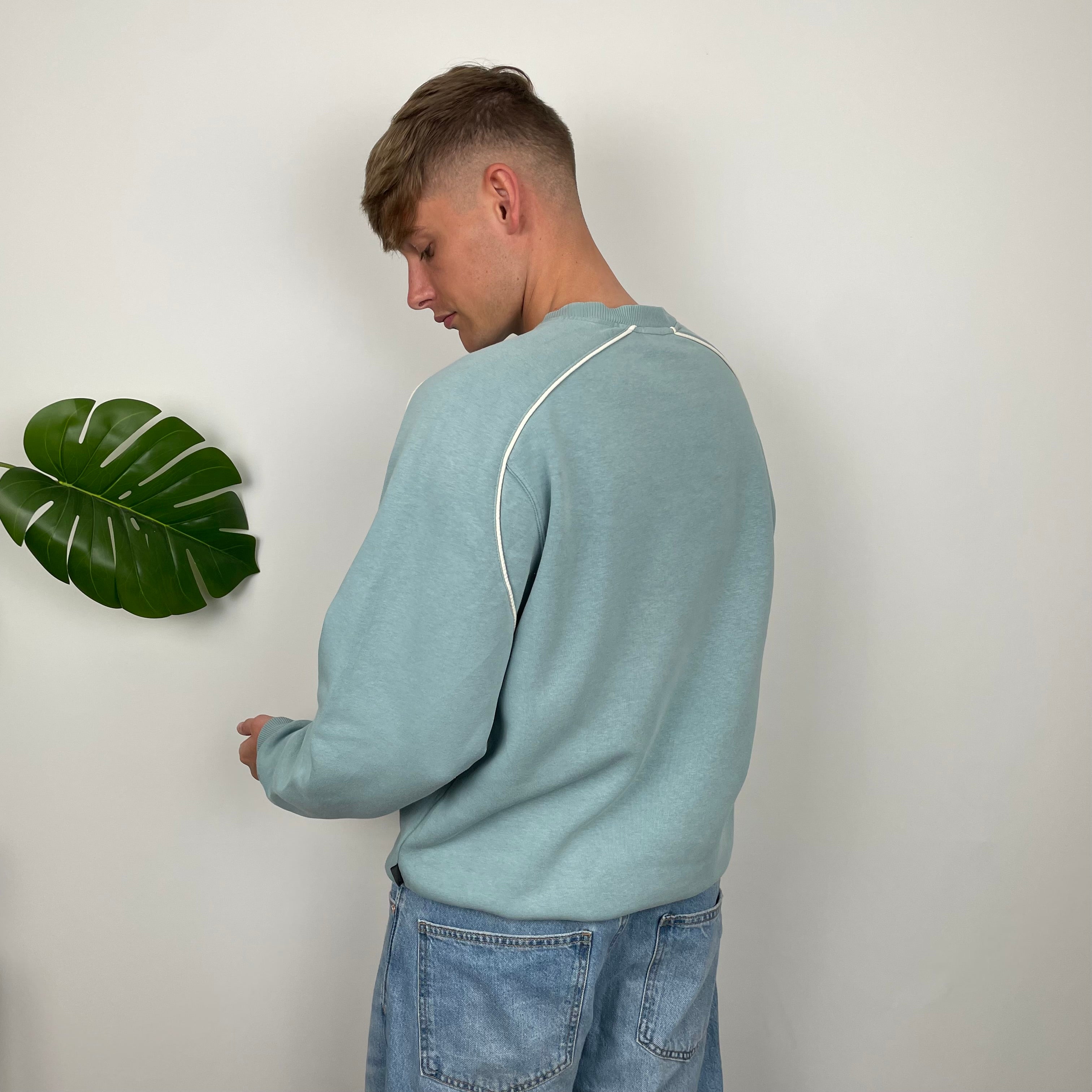 Adidas RARE Baby Blue Embroidered Spell Out Sweatshirt (XL)