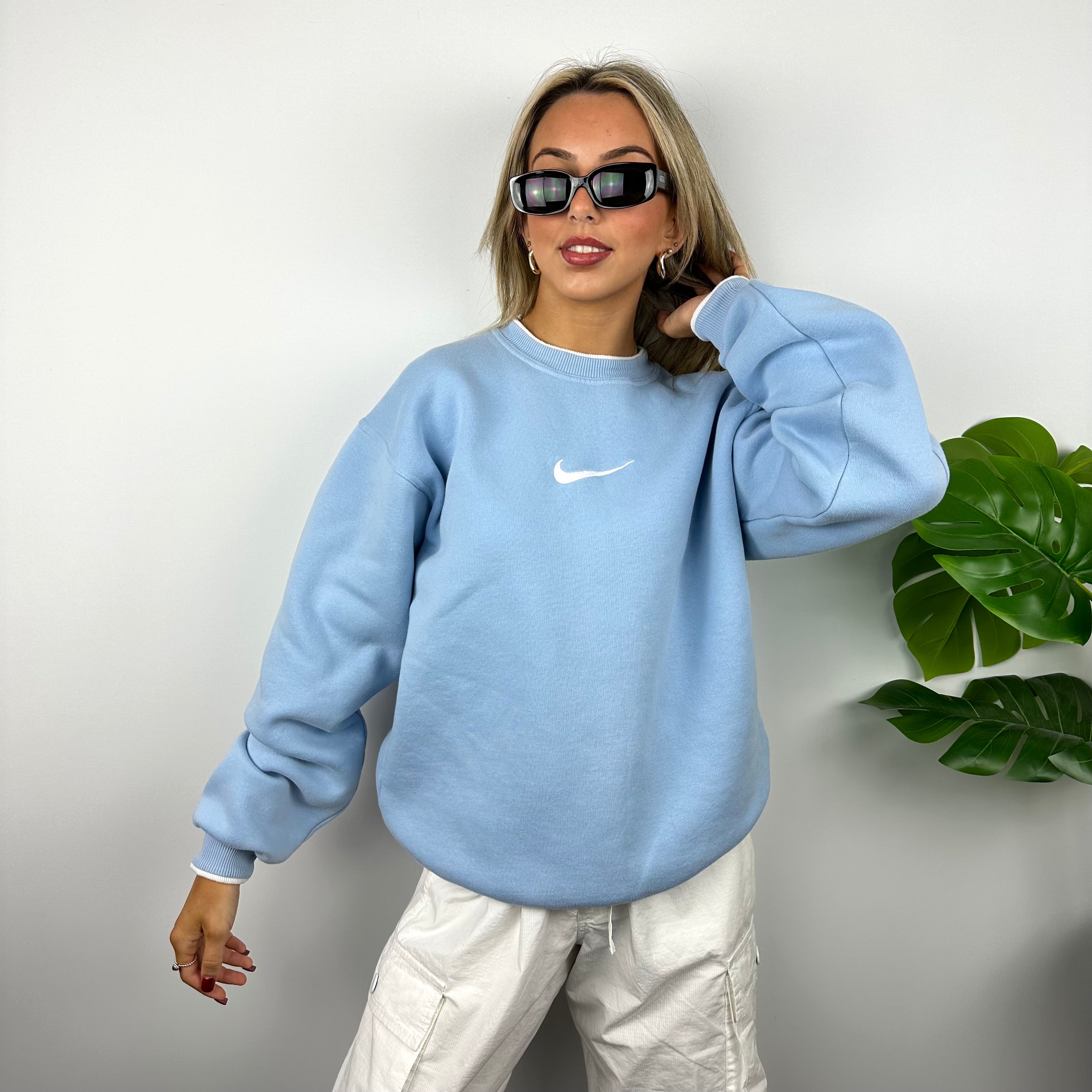 Nike Baby Blue Embroidered Swoosh Sweatshirt (M)
