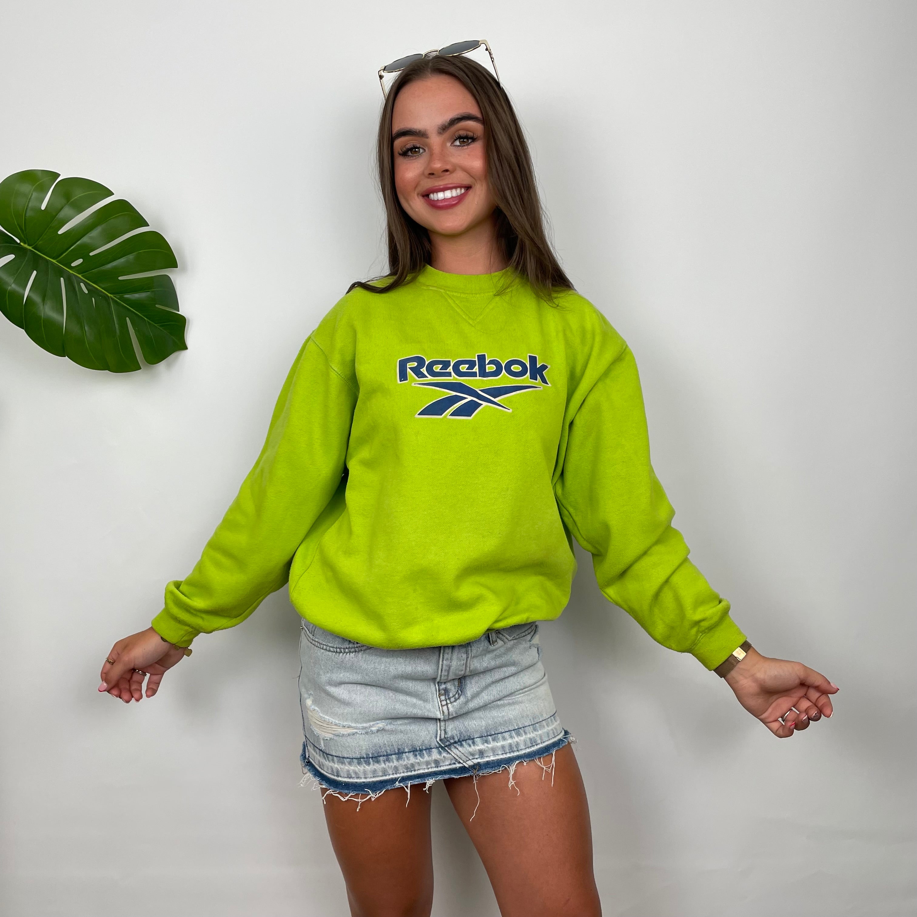 Reebok RARE Green Embroidered Spell Out Sweatshirt (XS)