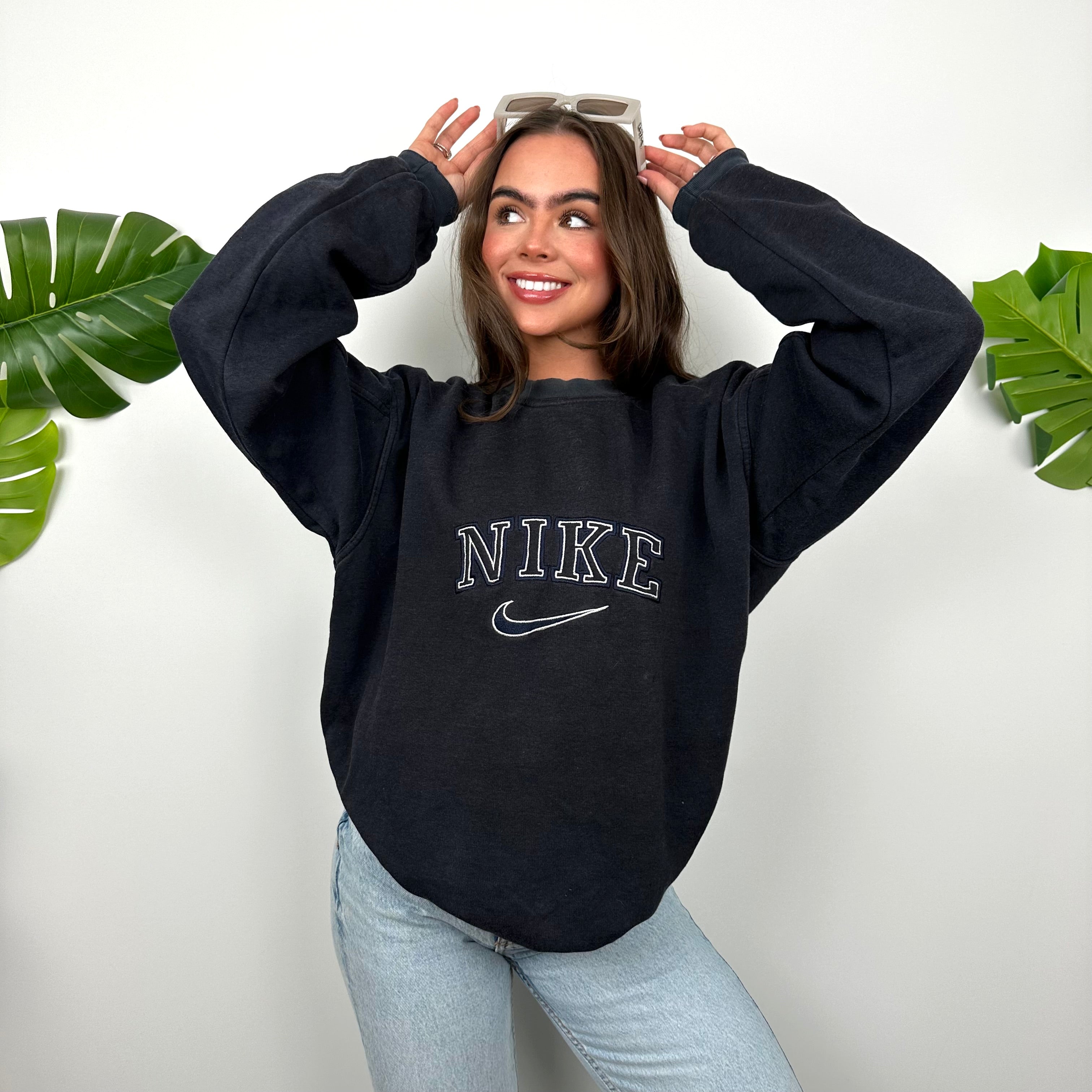 Nike Navy Embroidered Spell Out Sweatshirt (L)