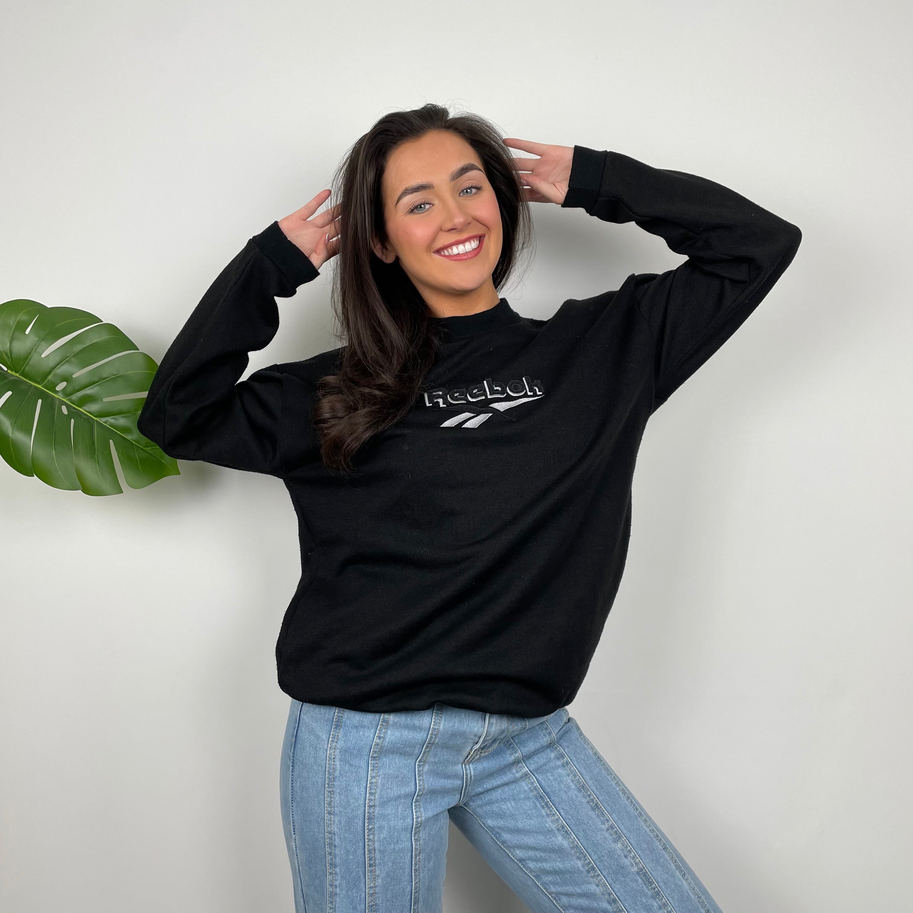 Reebok Black Embroidered Spell Out Sweatshirt (L)