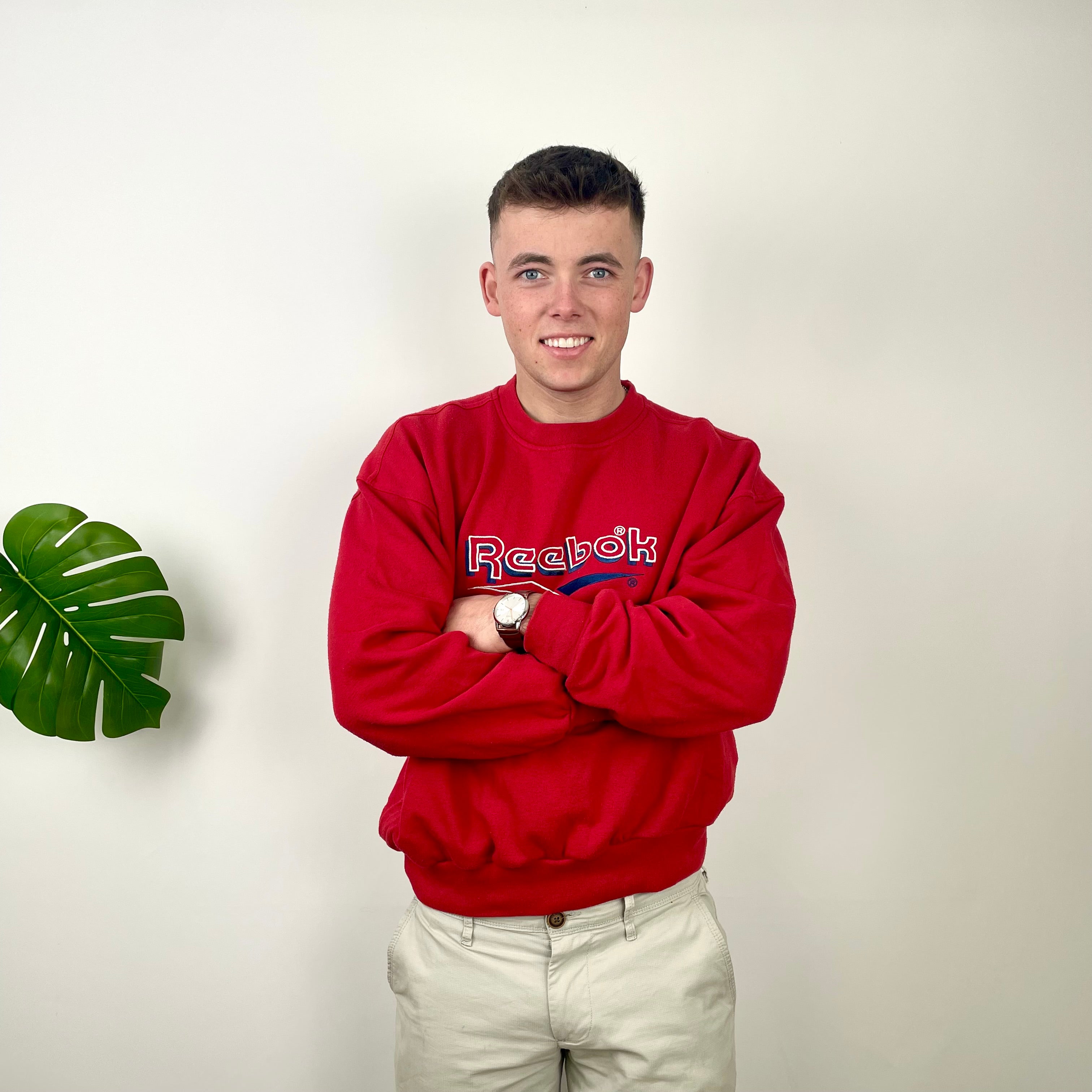 Reebok Red Embroidered Spell Out Sweatshirt (M)