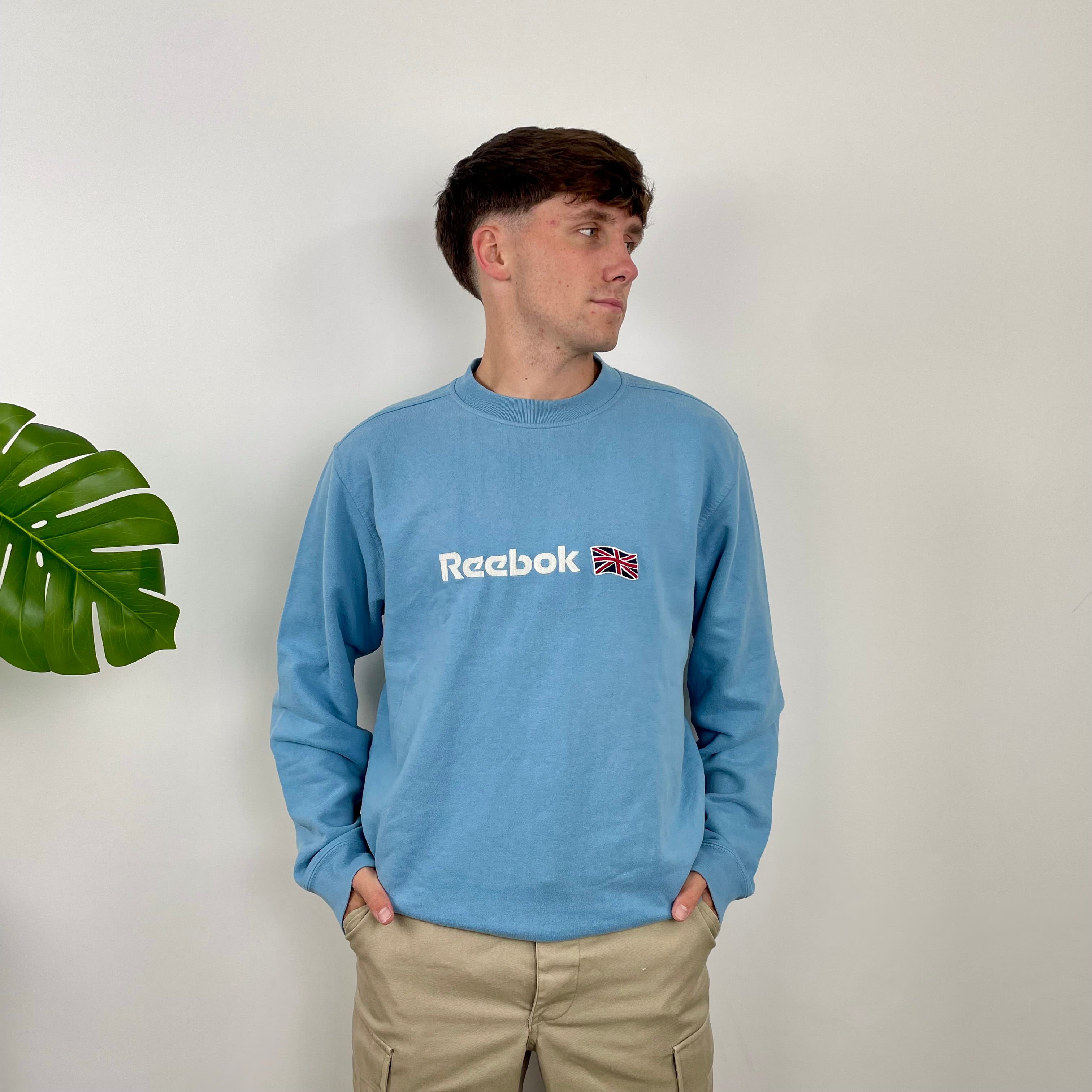 Reebok Baby Blue Embroidered Spell Out Sweatshirt (L)