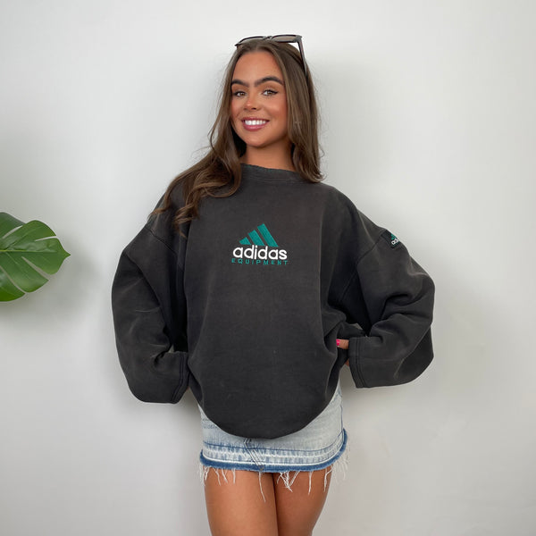 Adidas Equipment Grey Embroidered Spell Out Sweatshirt (M)