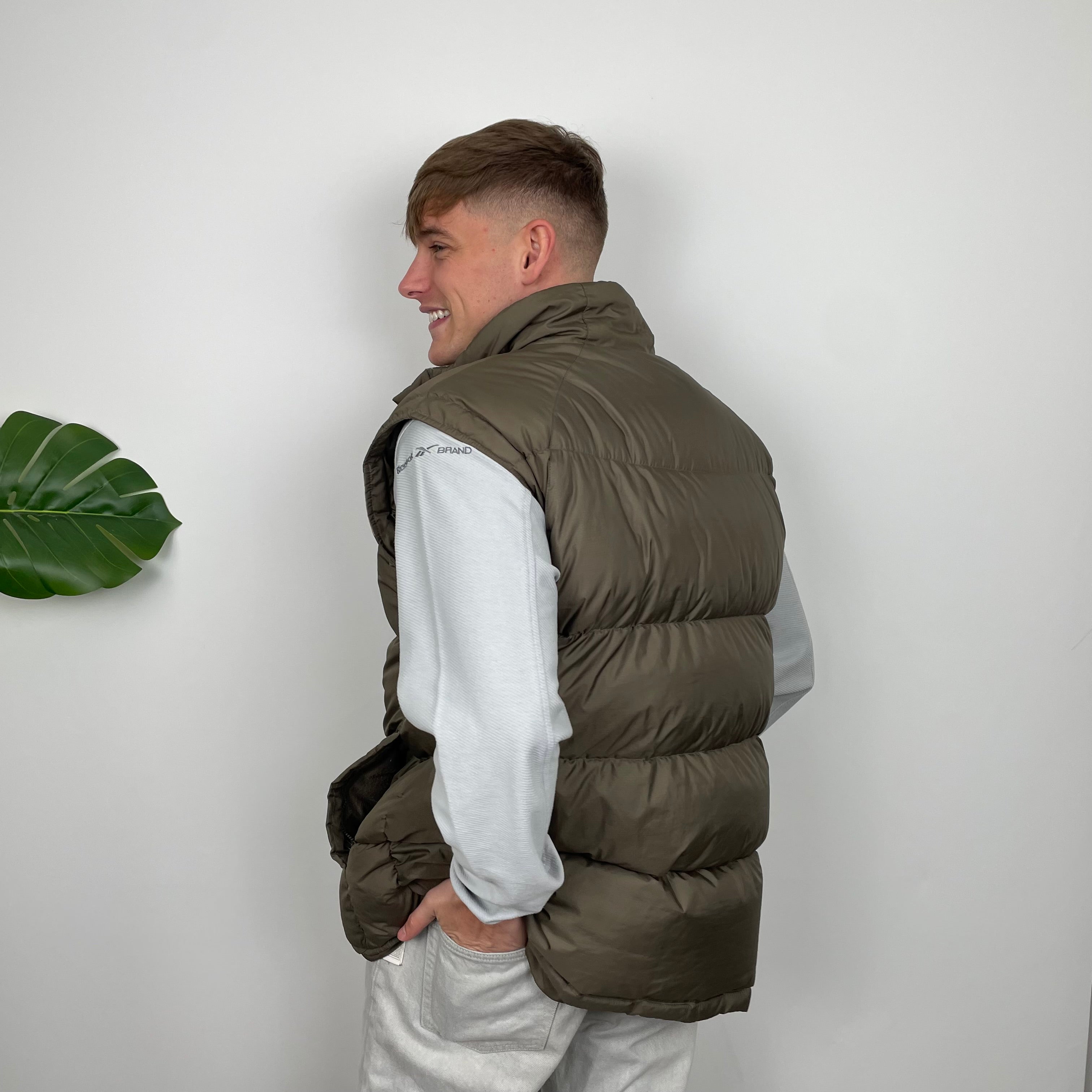 Nike RARE Khaki Embroidered Swoosh Puffer Gilet (M)