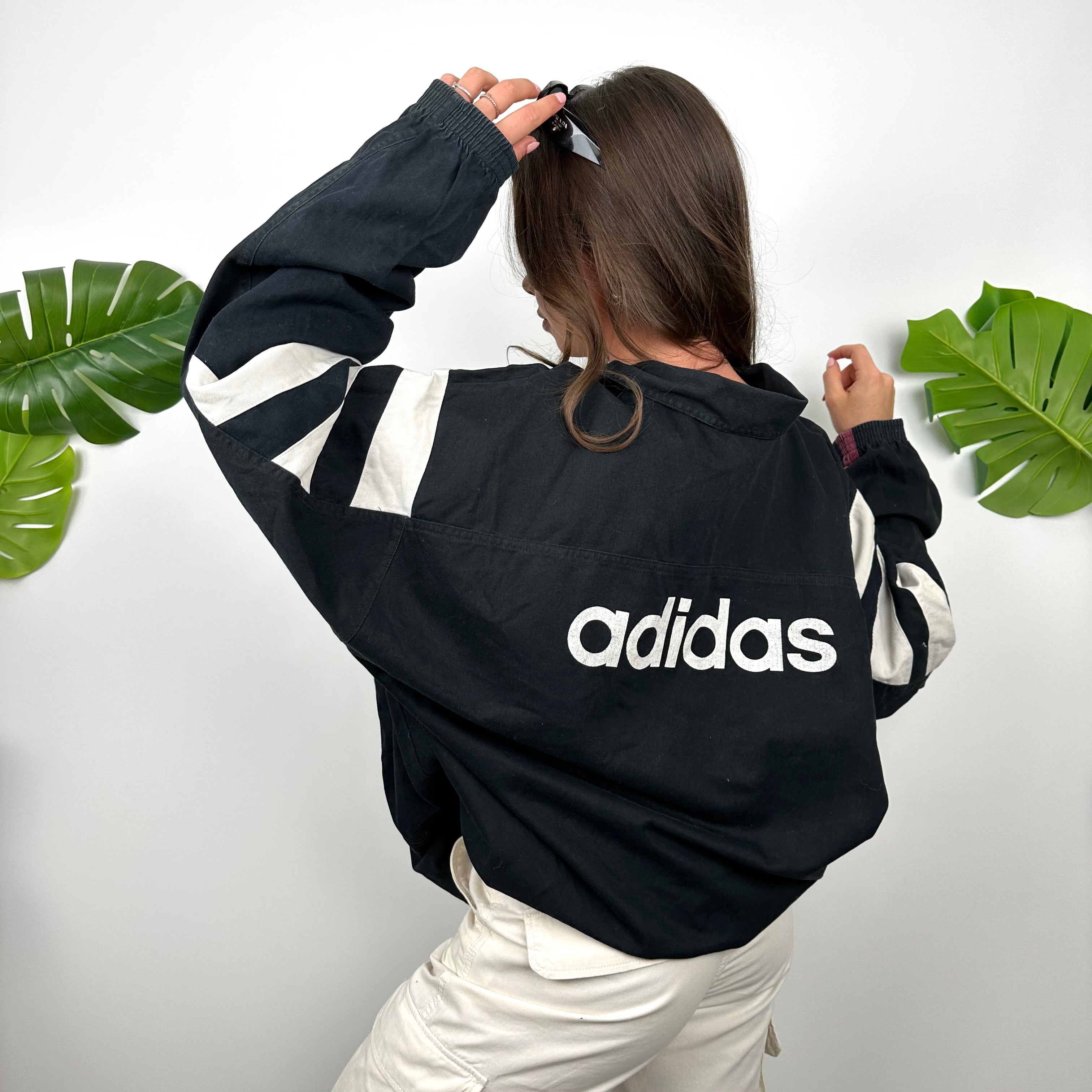 Adidas Colour Block Embroidered Spell Out Sweatshirt (L)