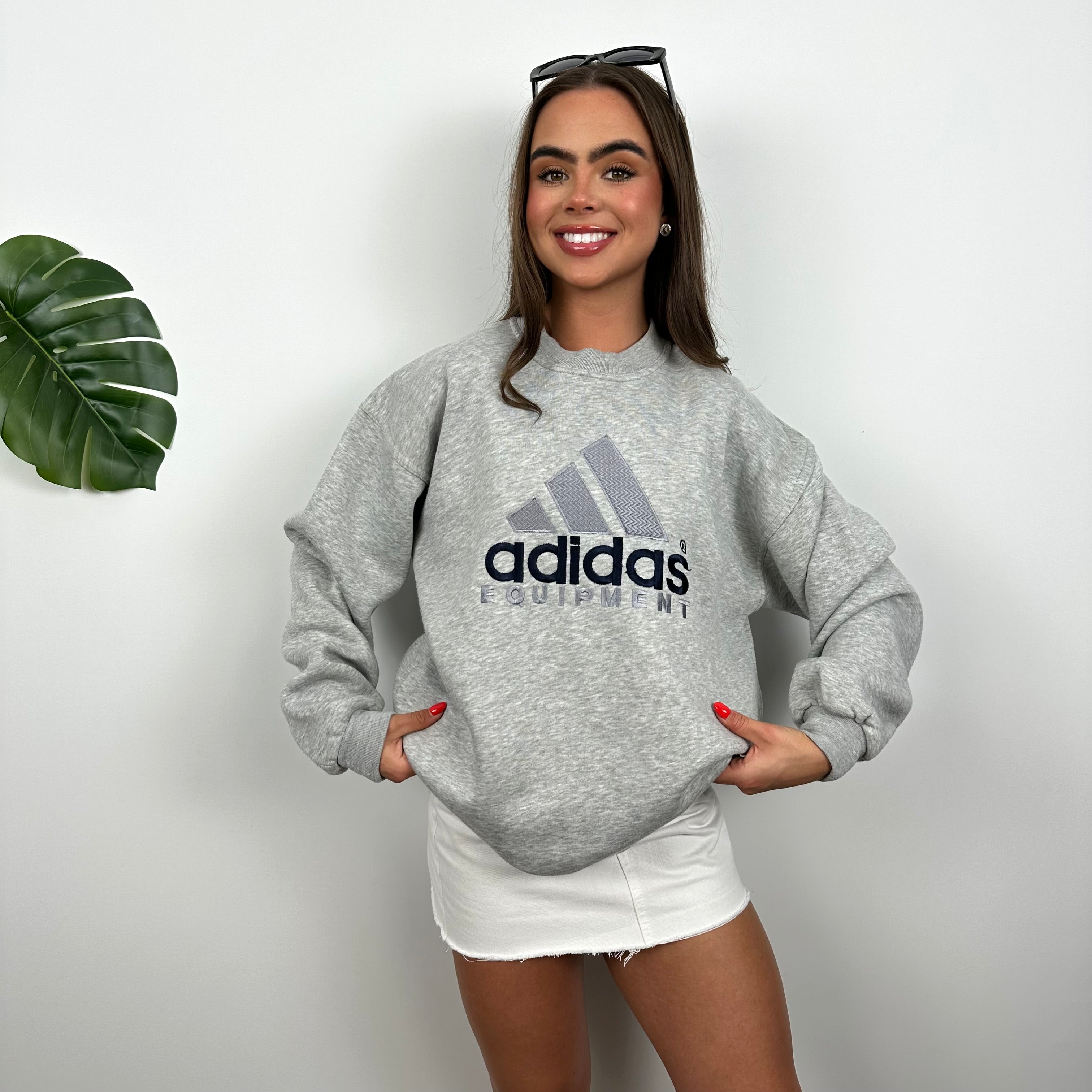 Adidas Equipment Grey Embroidered Spell Out Sweatshirt (L)