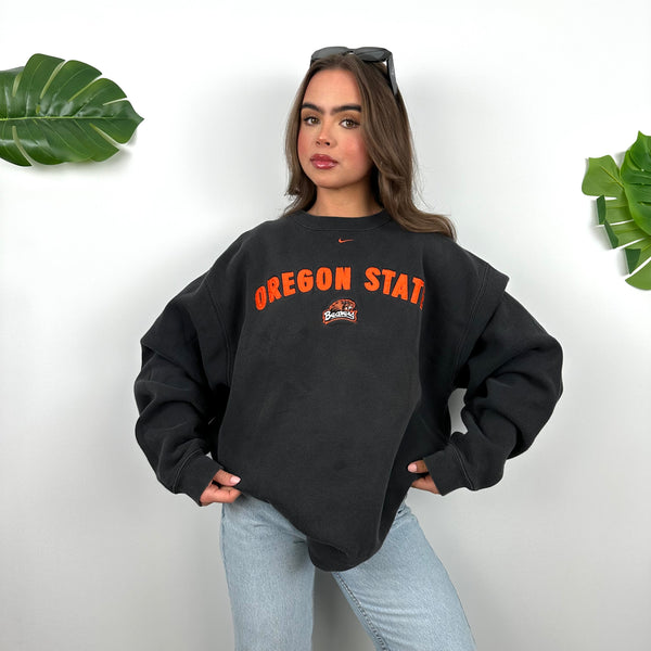 Nike x Oregon State Black Embroidered Spell Out Sweatshirt (L)