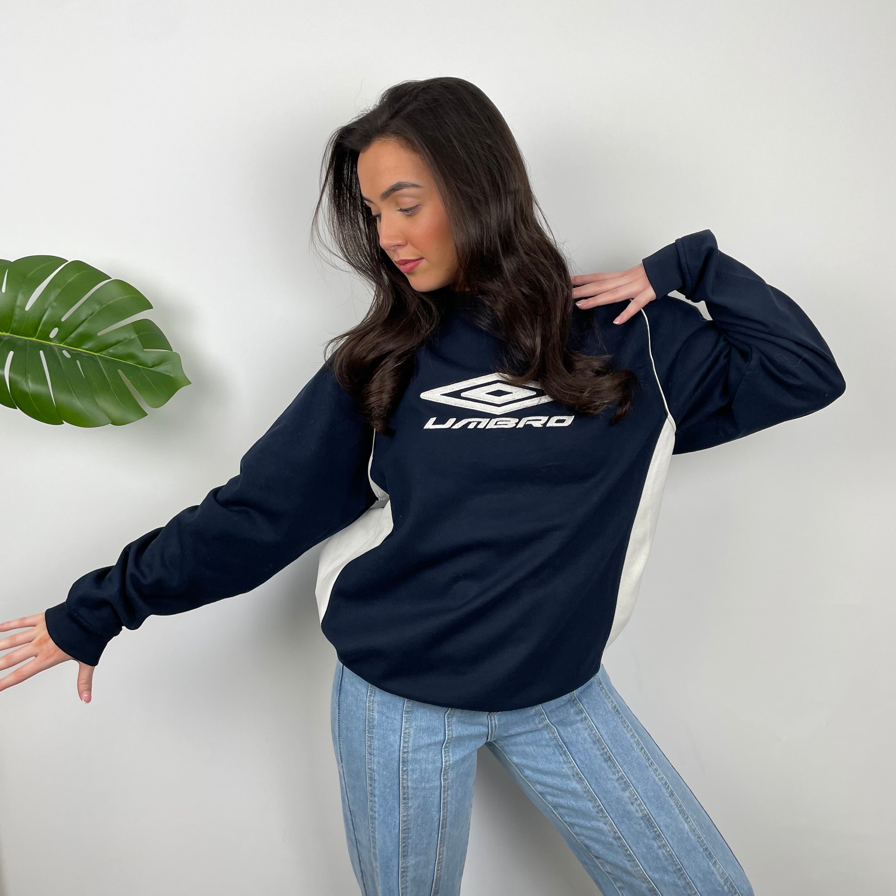 Umbro Navy Embroidered Spell Out Sweatshirt (L)