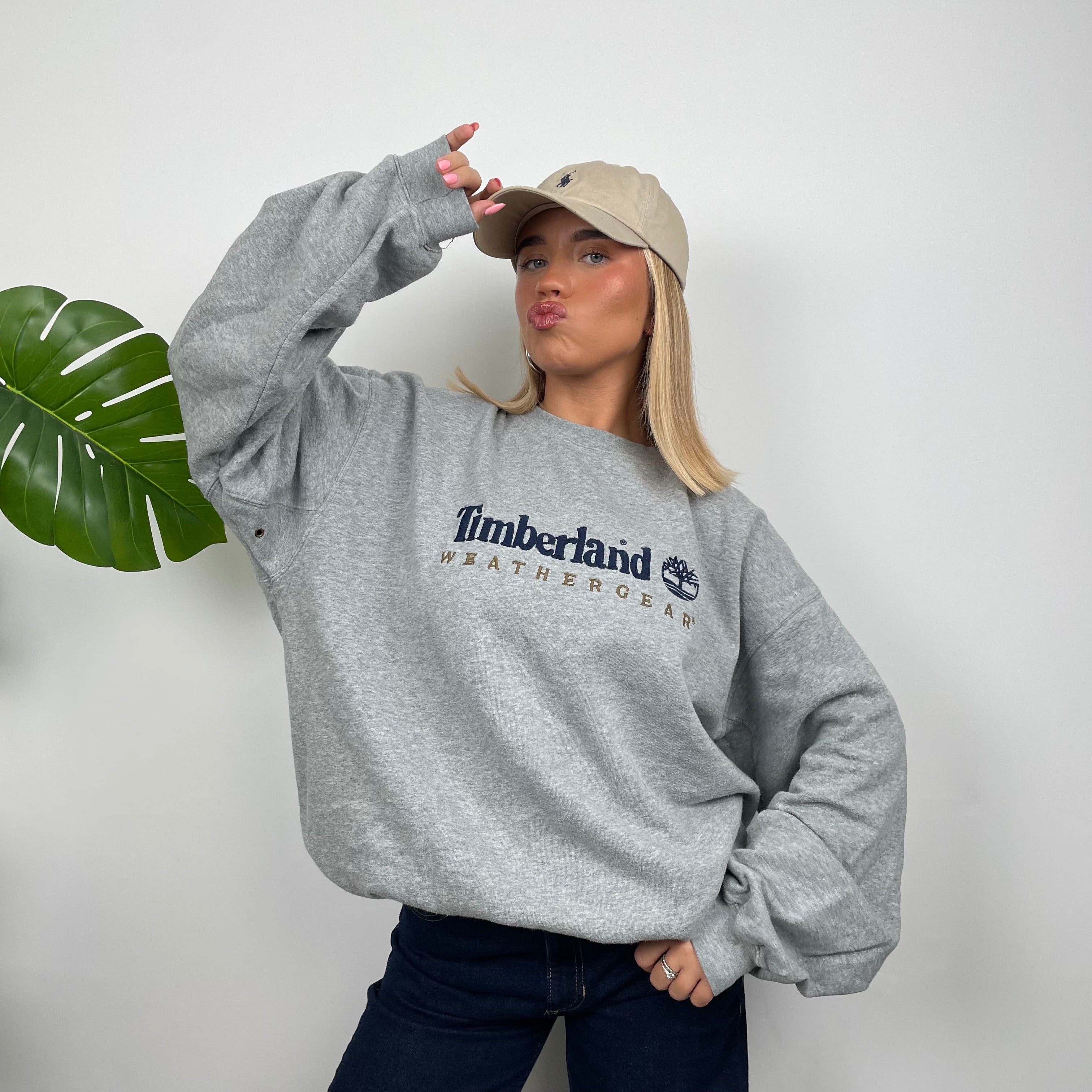 Timberland Grey Embroidered Spell Out Sweatshirt (XXL)