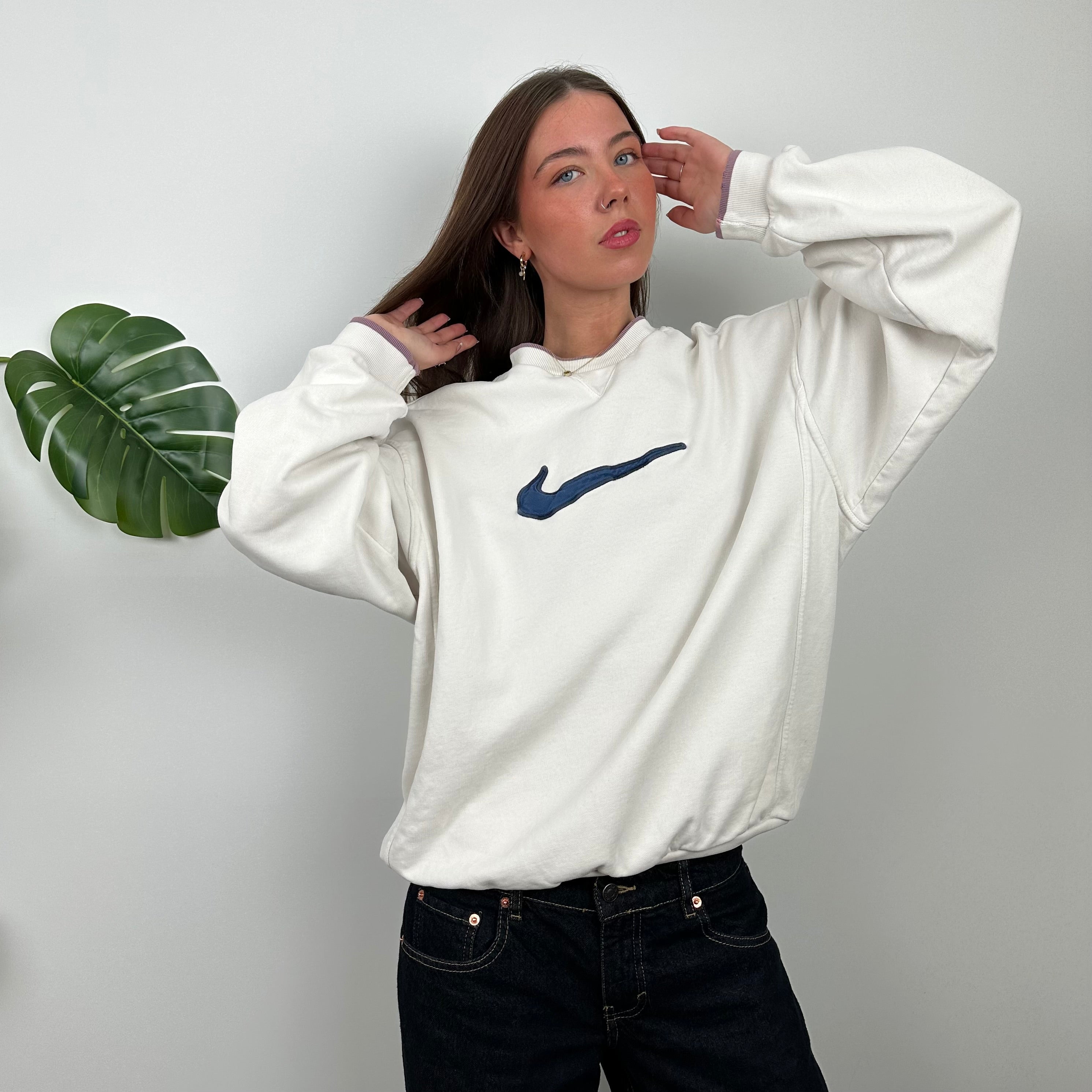 Nike White Embroidered Centre Swoosh Sweatshirt (M)