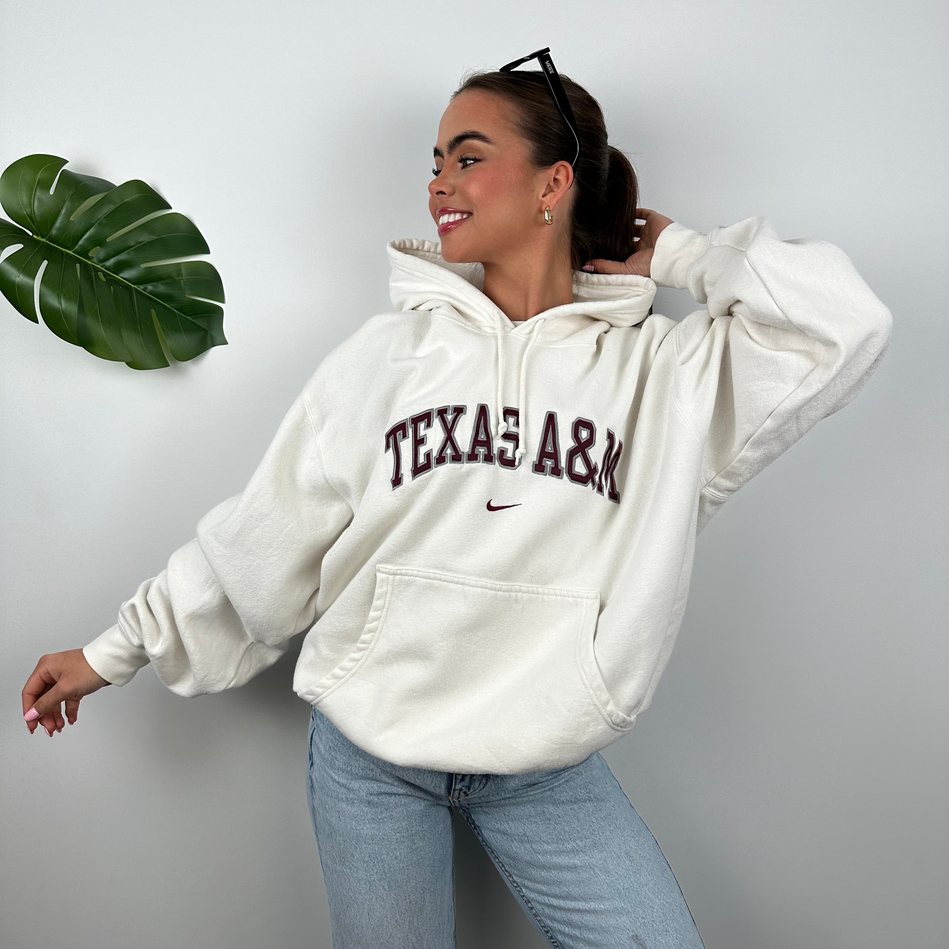 Nike x Texas A&M White Embroidered Spell Out Hoodie (L)