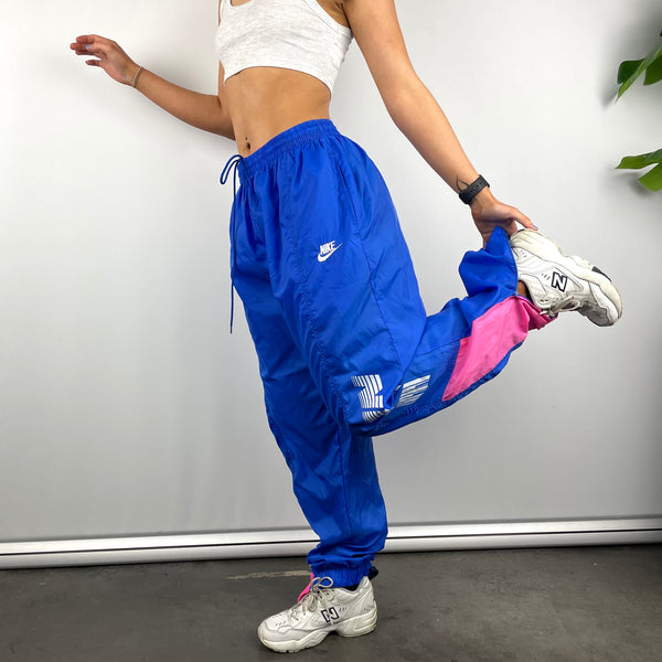 Nike Blue Embroidered Spell Out Track Pants (L)