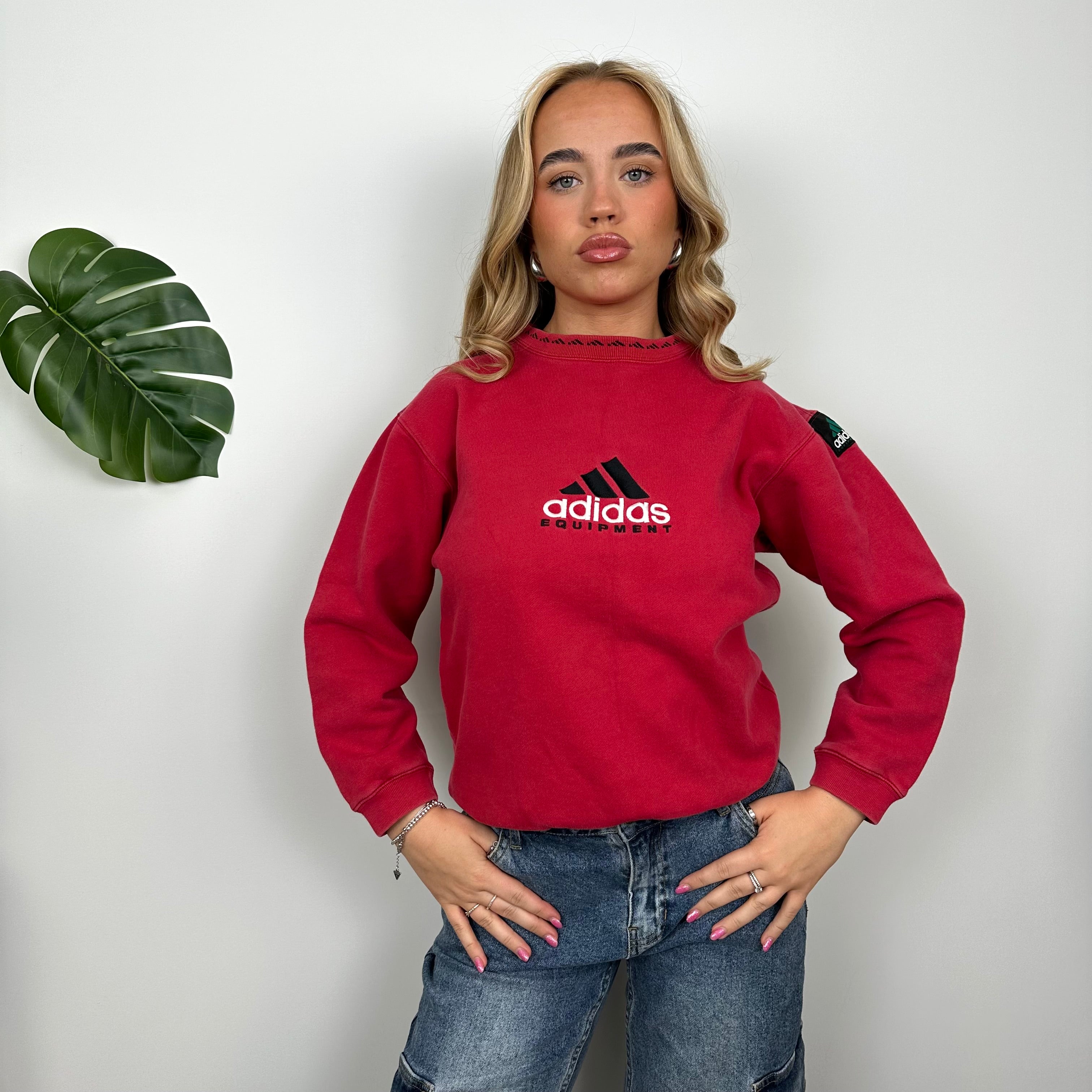 Adidas Equipment Red Embroidered Spell Out Sweatshirt (S)