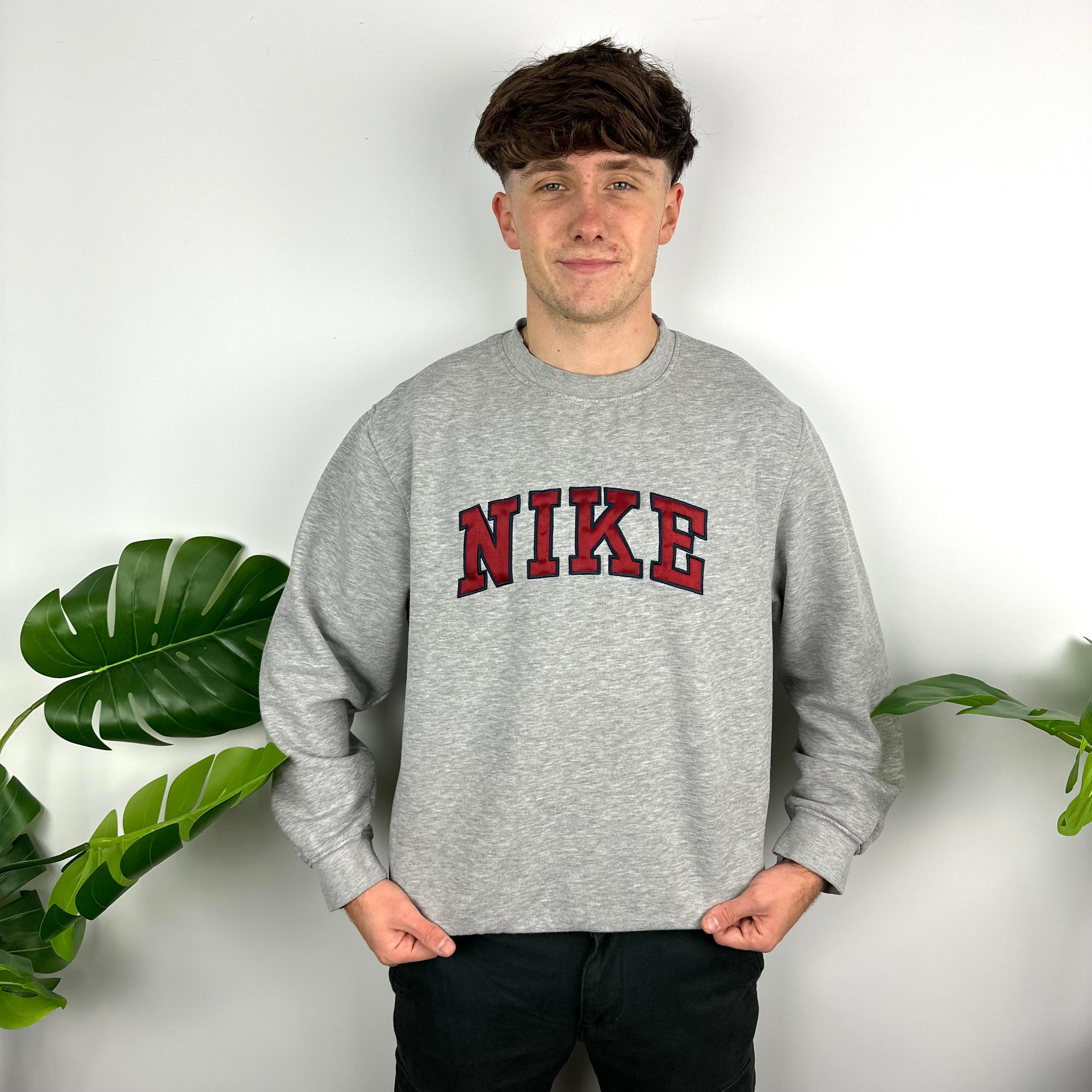 Nike Grey Embroidered Spell Out Sweatshirt (M)