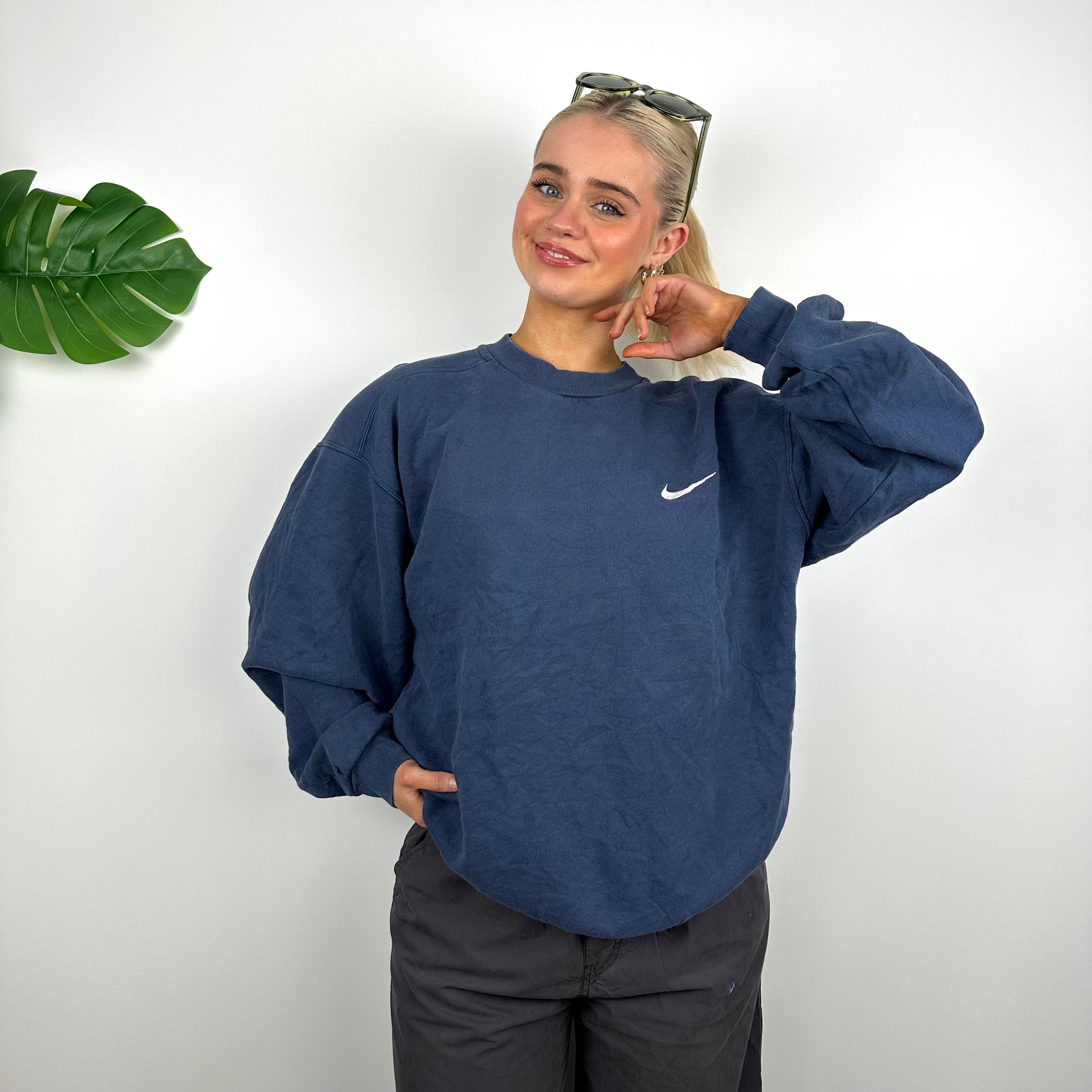 Nike Navy Embroidered Swoosh Sweatshirt (M)