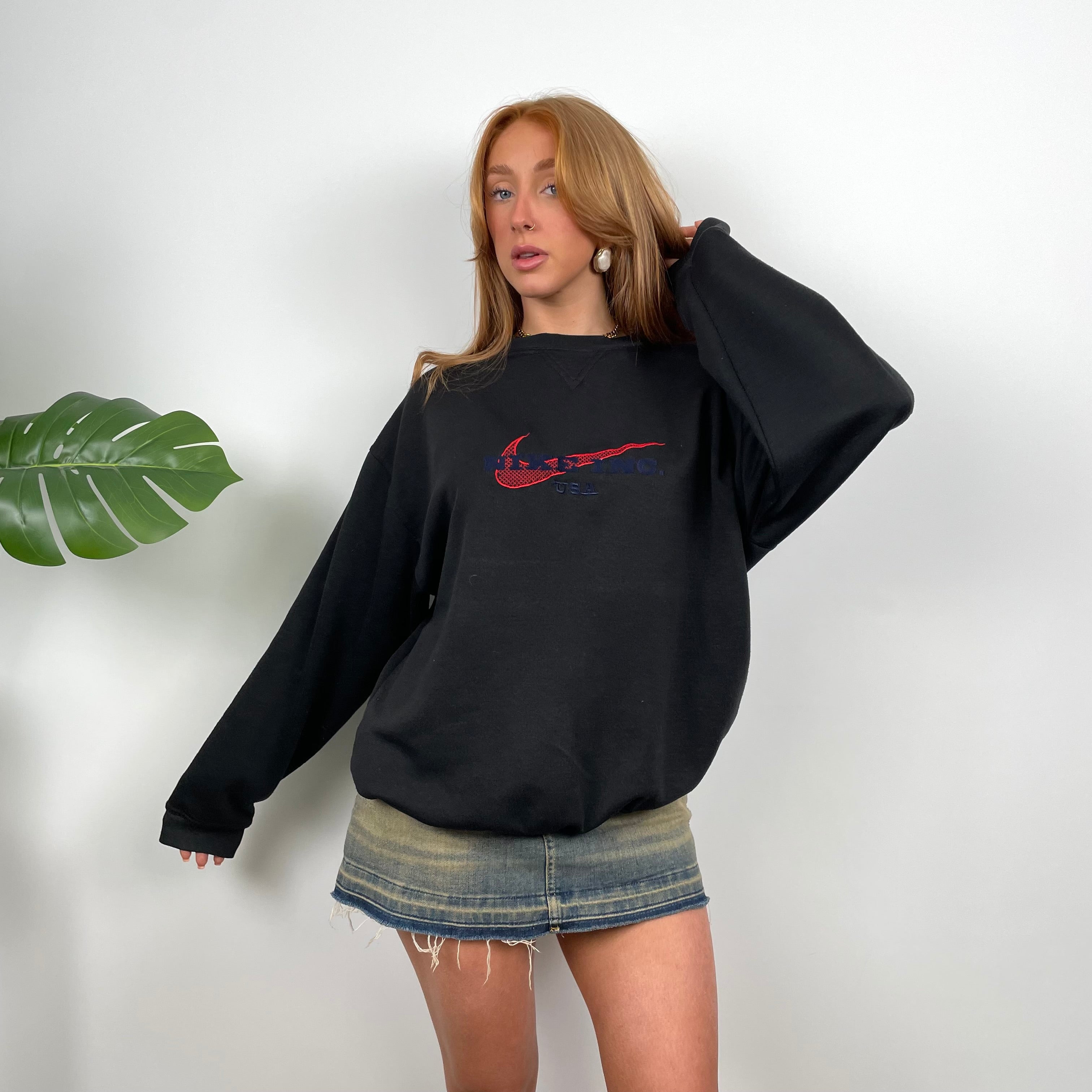 Nike Inc Black Embroidered Spell Out Sweatshirt (S)