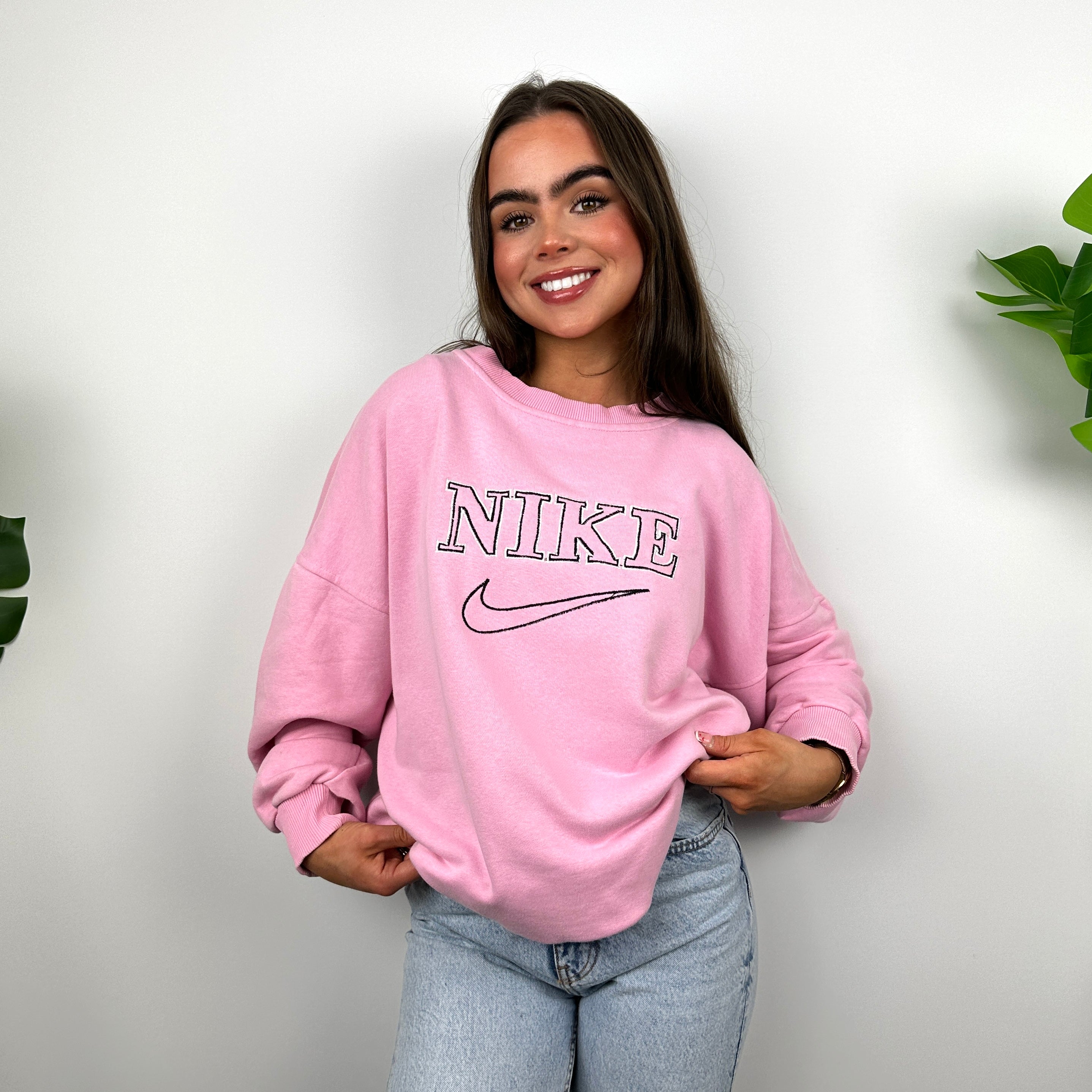 Nike Baby Pink Embroidered Spell Out Sweatshirt (L)