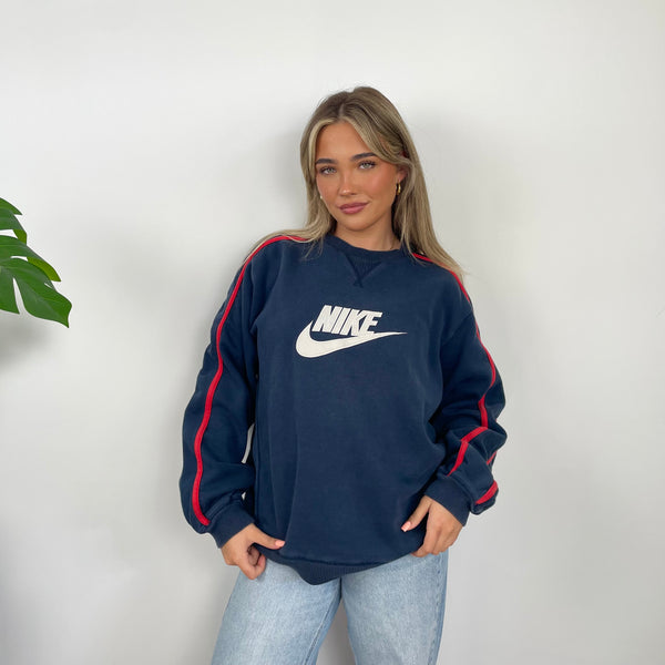 Nike Navy Embroidered Swoosh Sweatshirt (L)