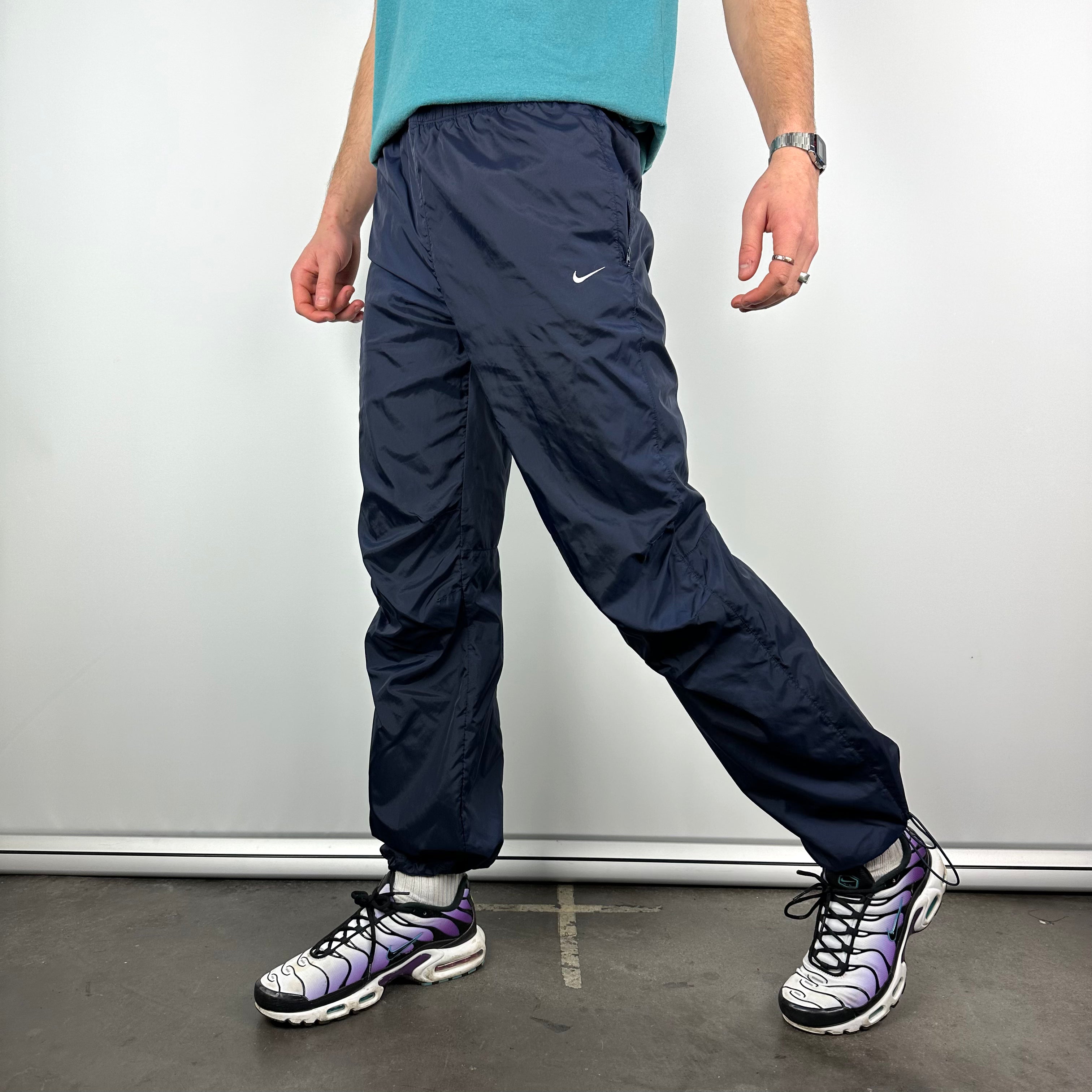 Nike Navy Embroidered Swoosh Track Pants (L)