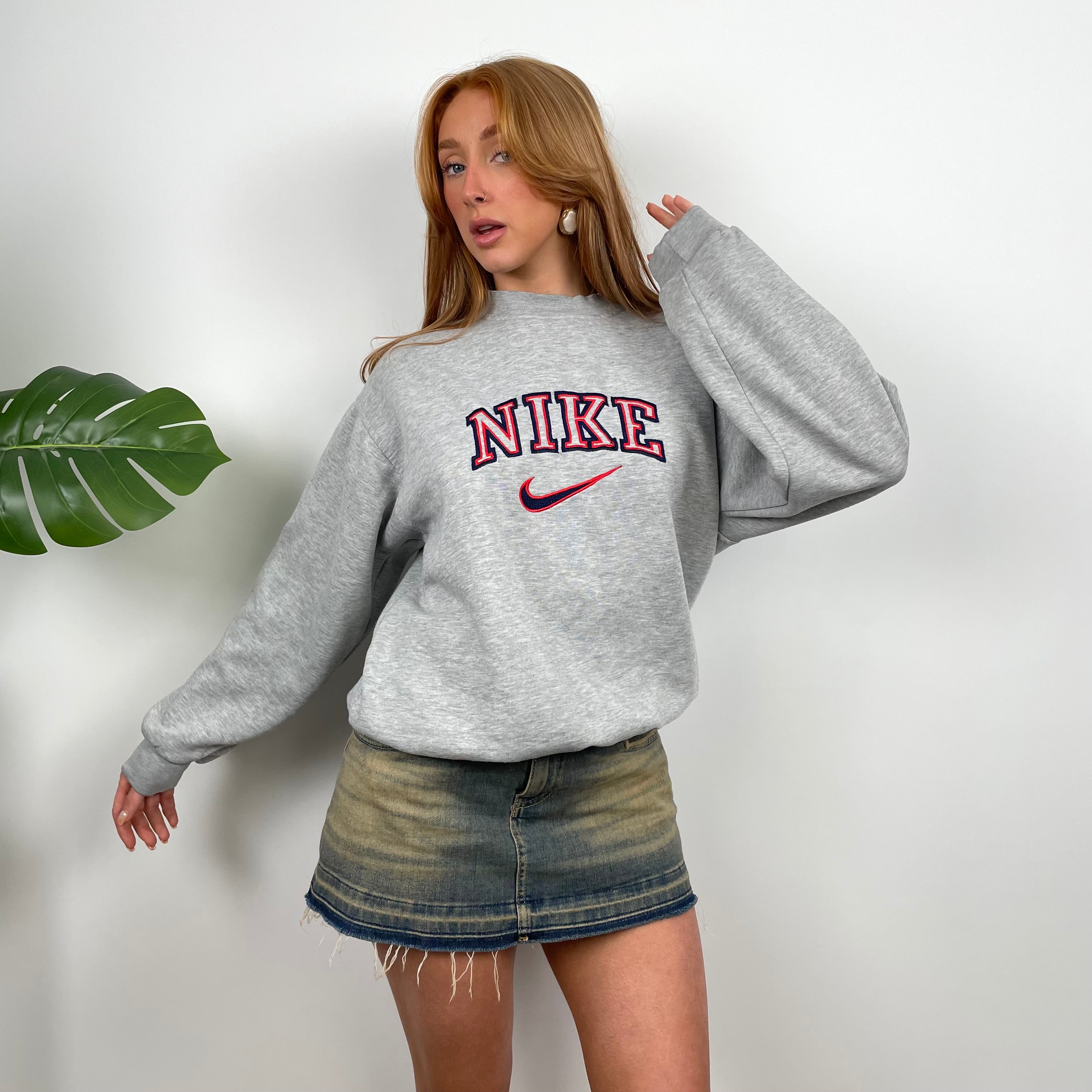 Nike Grey Embroidered Spell Out Sweatshirt (M)