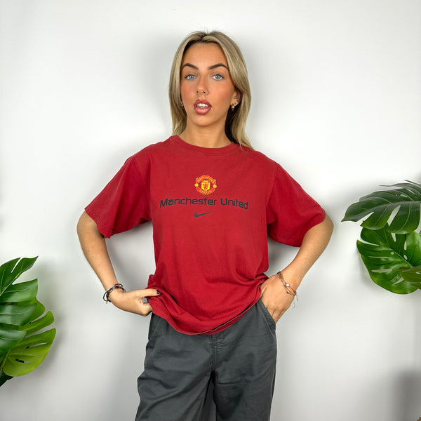 Nike x Manchester United Red Spell Out T Shirt (S)