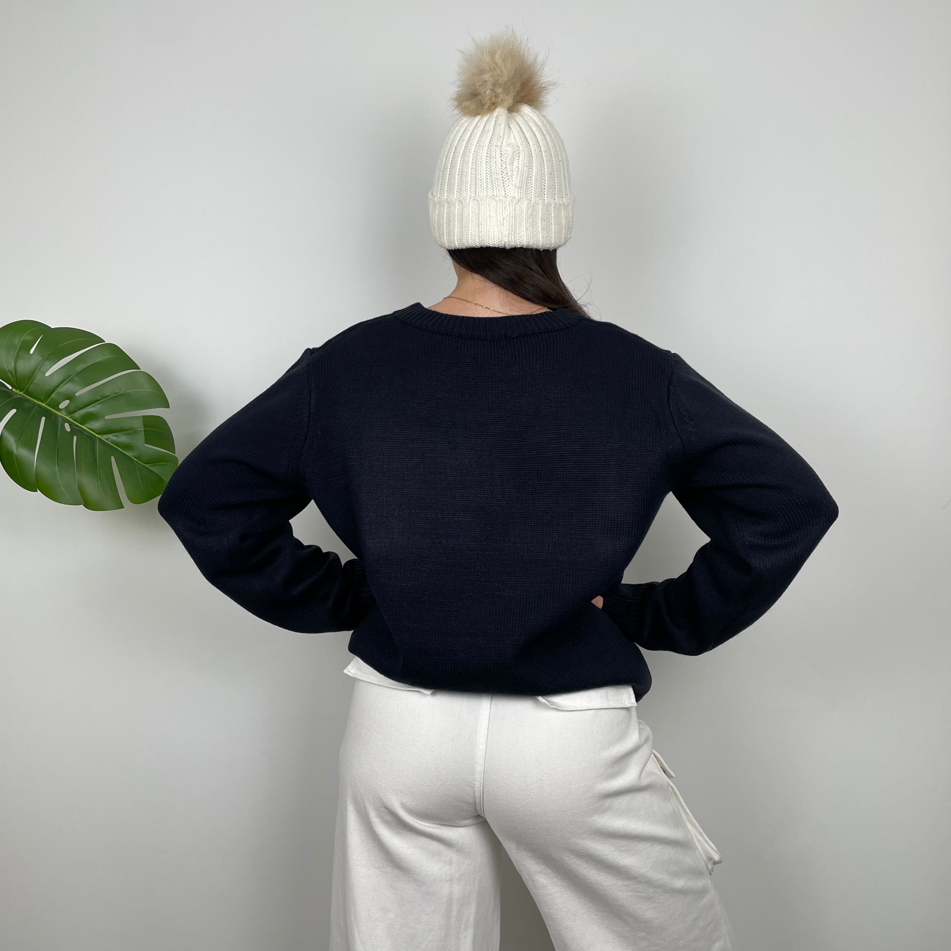 Polo Ralph Lauren Navy Embroidered Spell Out Knitted Sweater (M)